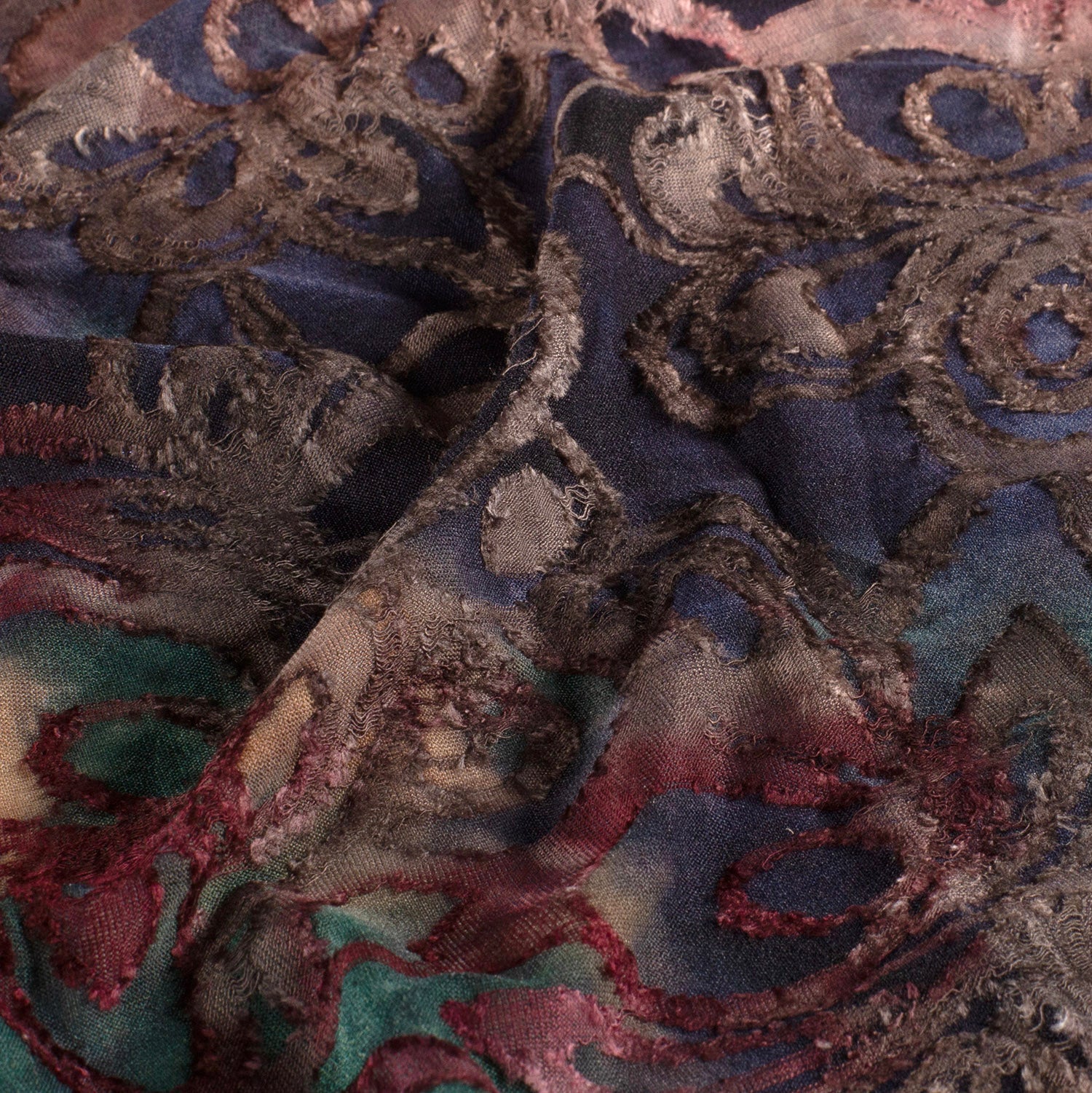 Burnout Jacquard - Tie Dye - Flowers - Eggplant - 046 - Image 3