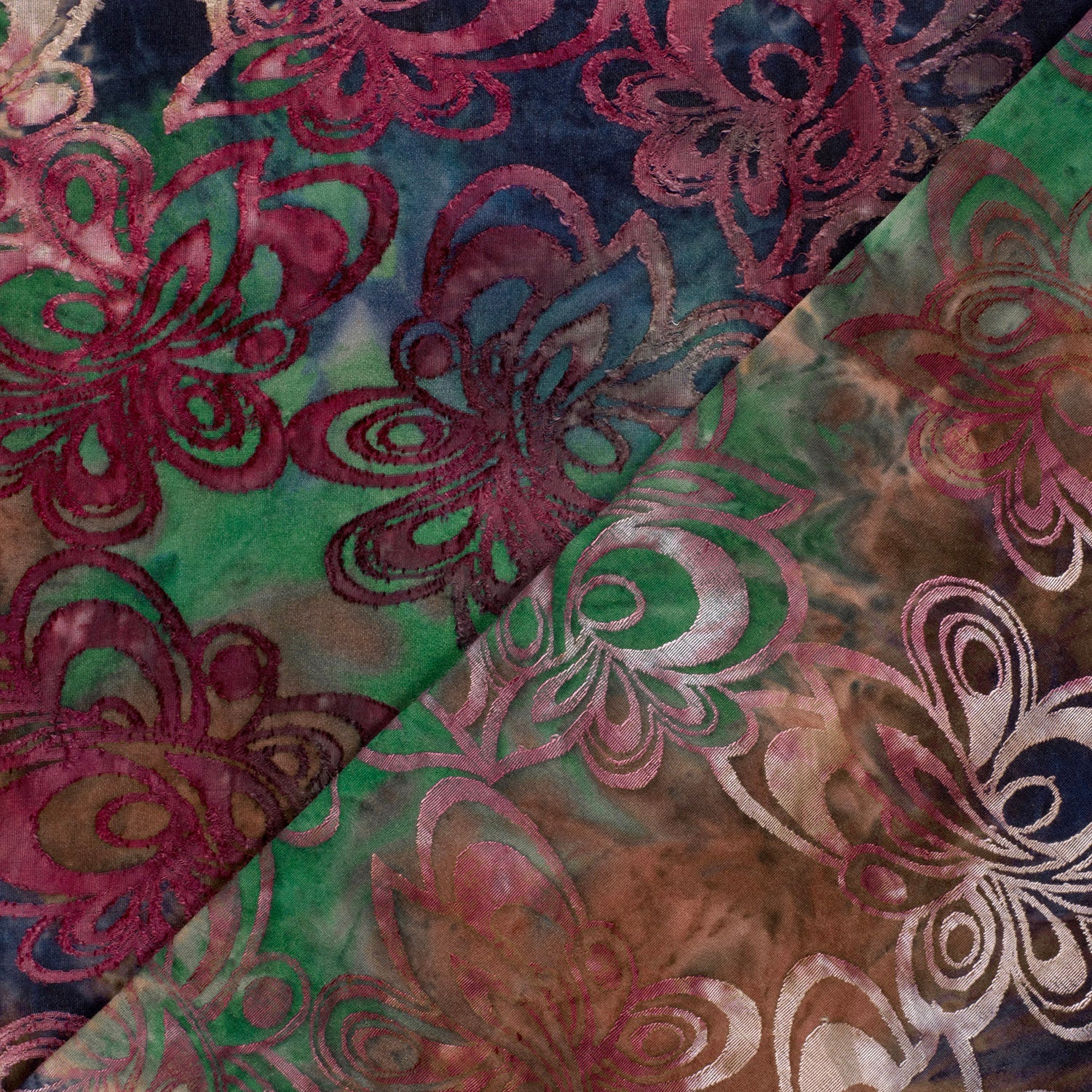 Burnout Jacquard - Tie Dye - Flowers - Eggplant - 046 - Image 4
