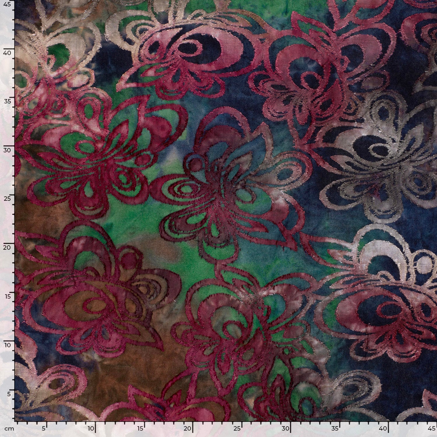 Burnout Jacquard - Tie Dye - Flowers - Eggplant - 046 - Image 5