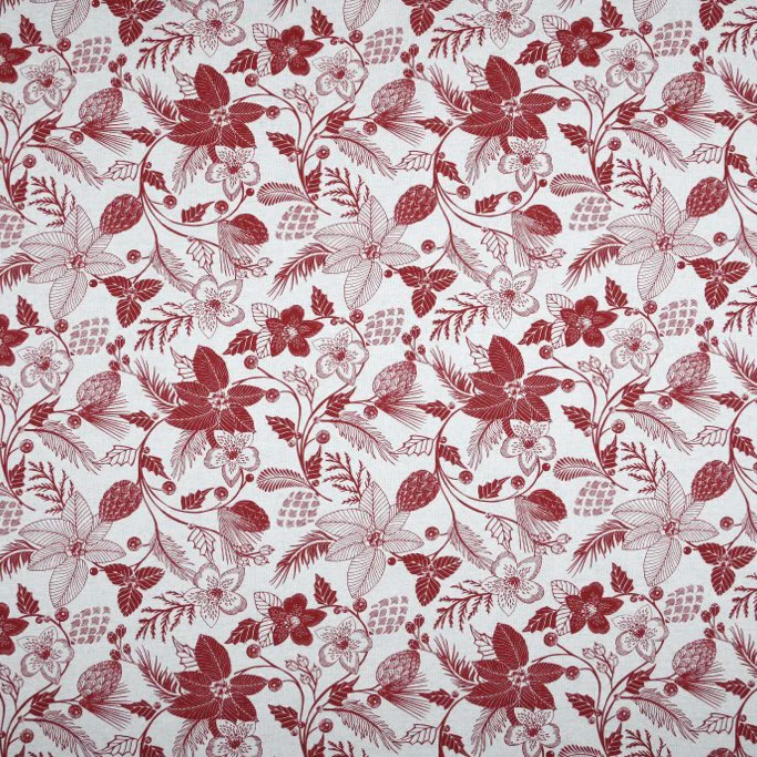 Christmas fabric - Cotton - Poinsettias - Burgundy