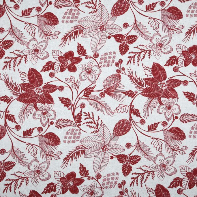 Christmas fabric - Cotton - Poinsettias - Burgundy - Image 2