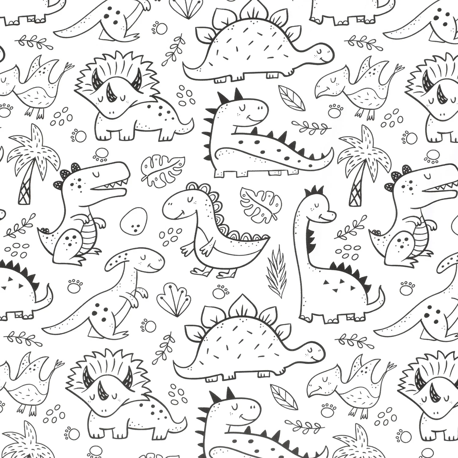 Cotton - Patterned - Poplin - Dinosaurs - White, black - 050 - Image 3