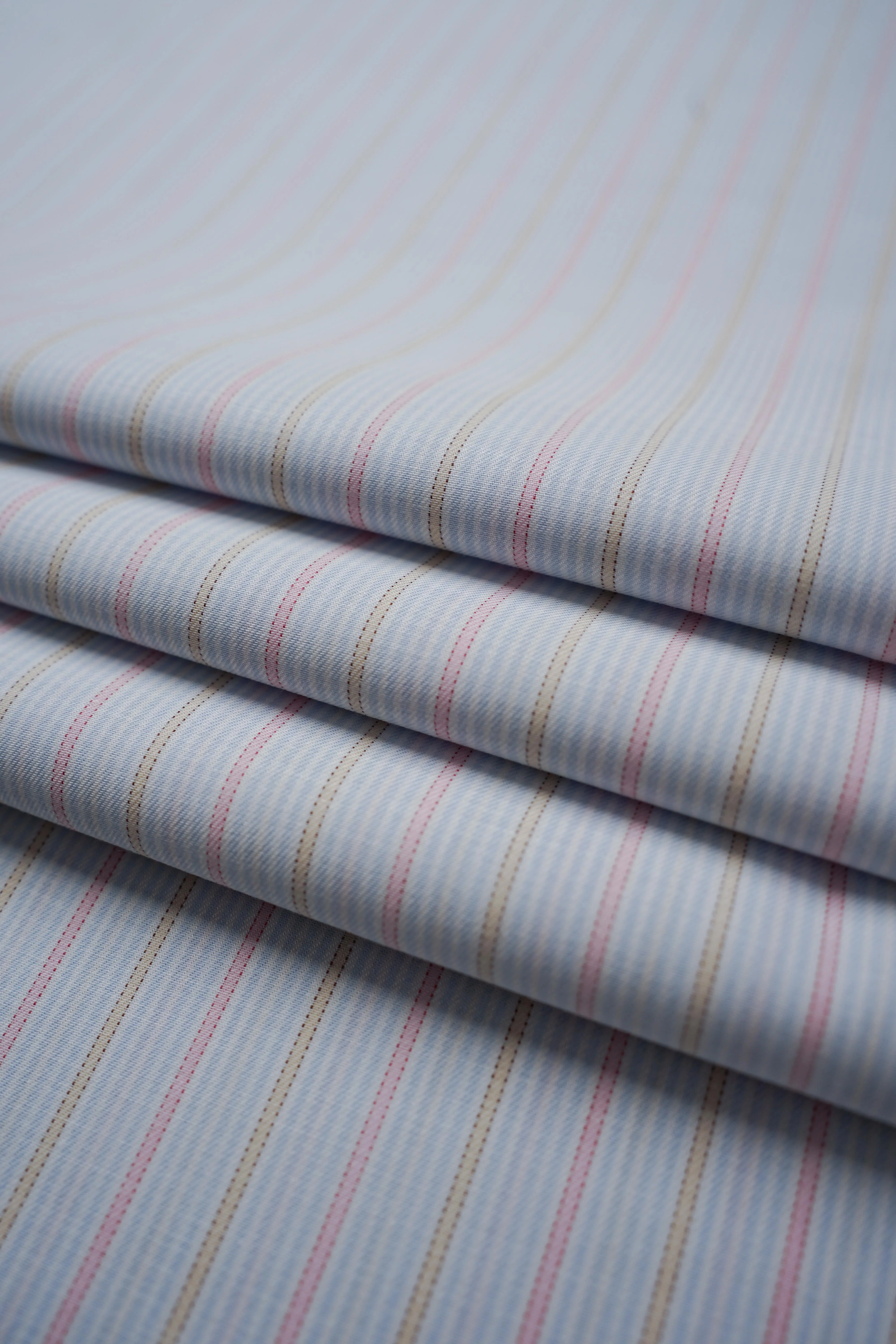 Deadstock - Shirt Fabric - Cotton - Stripe - Blue, Pink, Beige - DS195