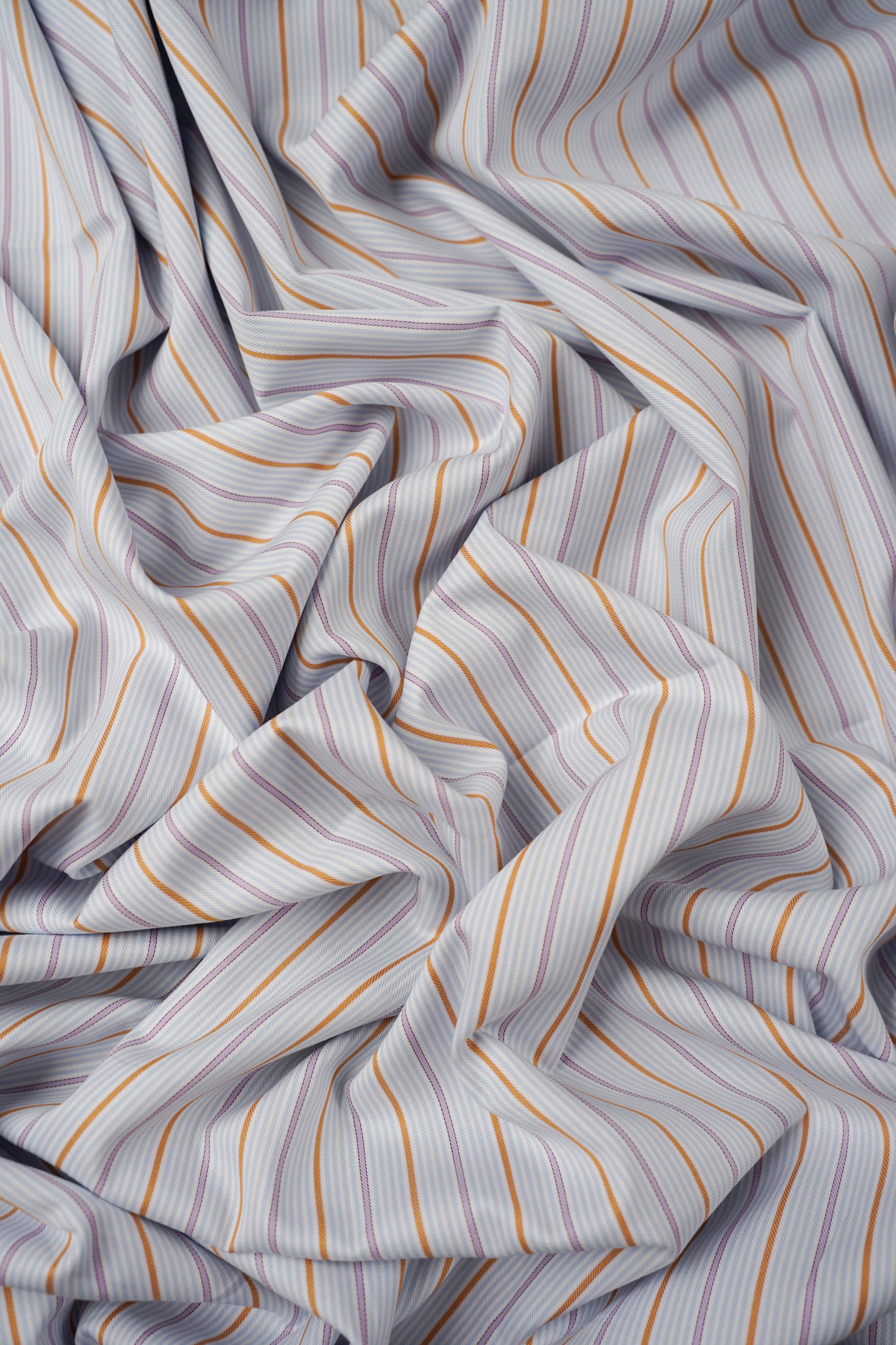 Deadstock - Shirt Fabric - Cotton - Stripe - Blue, Purple, Ocher - DS213 - Image 2