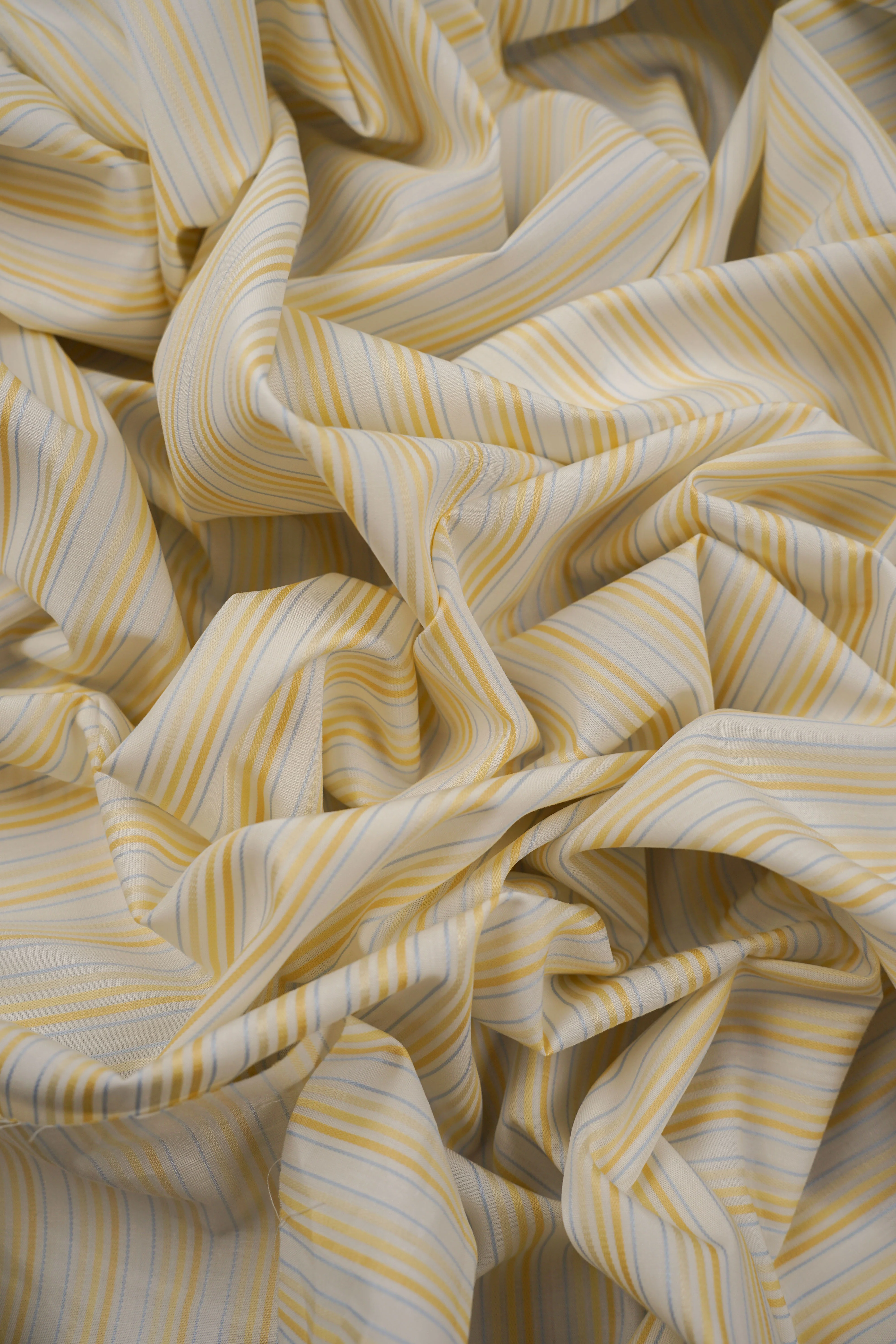 Deadstock - Shirt Fabric - Cotton - Stripe, Glitter - Yellow, Blue - DS126