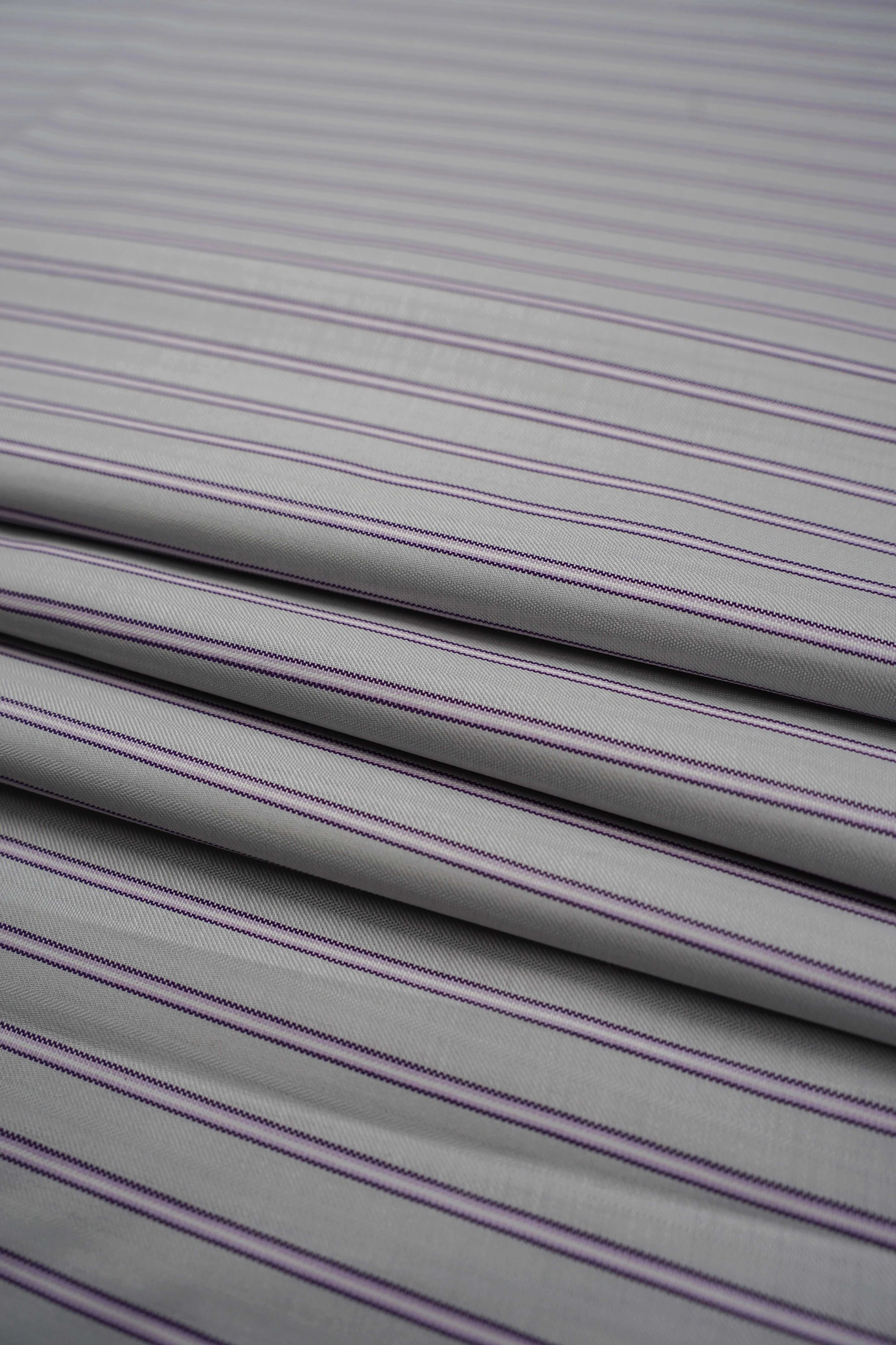 Deadstock - Shirt Fabric - Cotton - Stripe - Grey, Purple - DS188