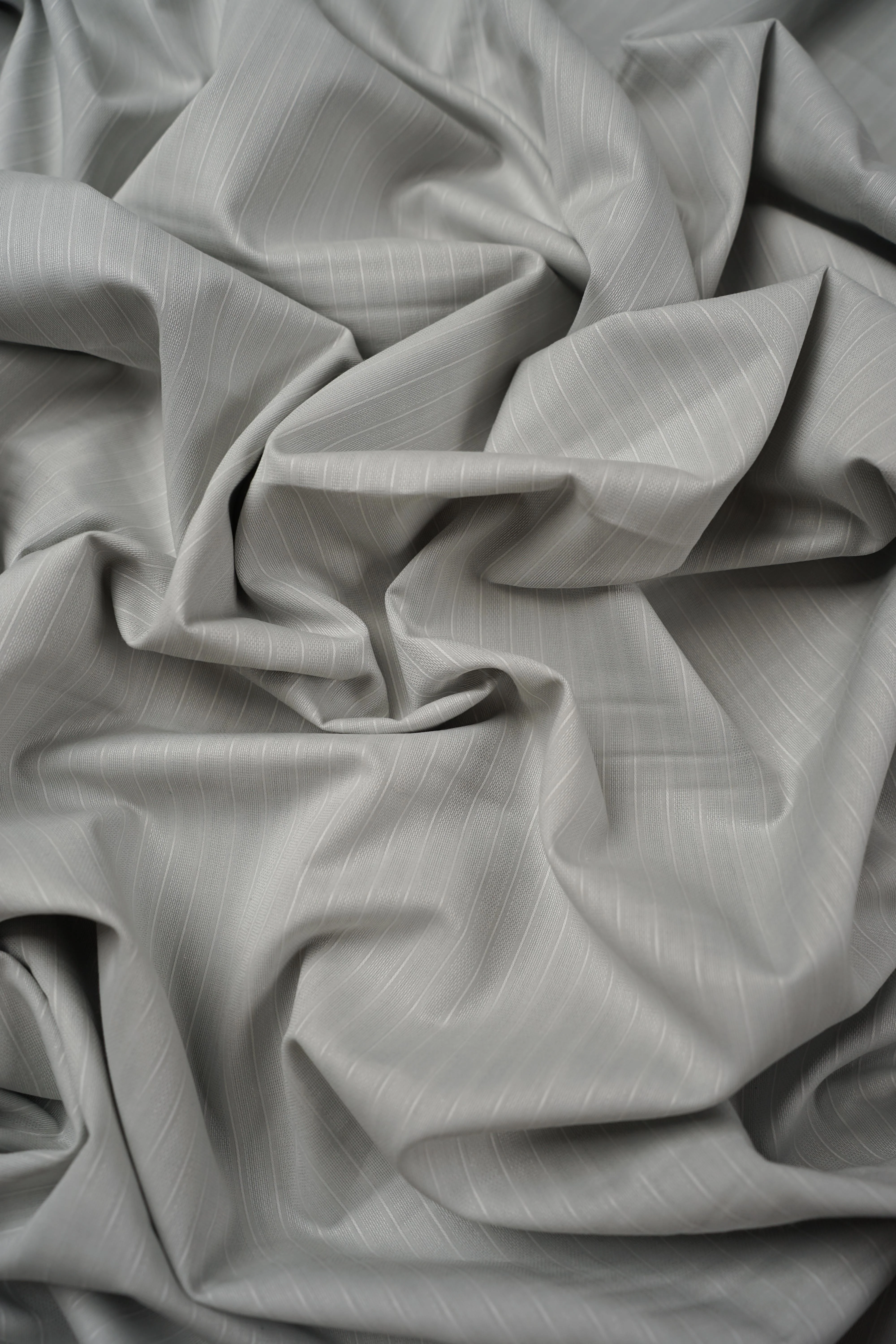 Deadstock - Shirt Fabric - Cotton - Stripe - Light Gray - DS193 - Image 2