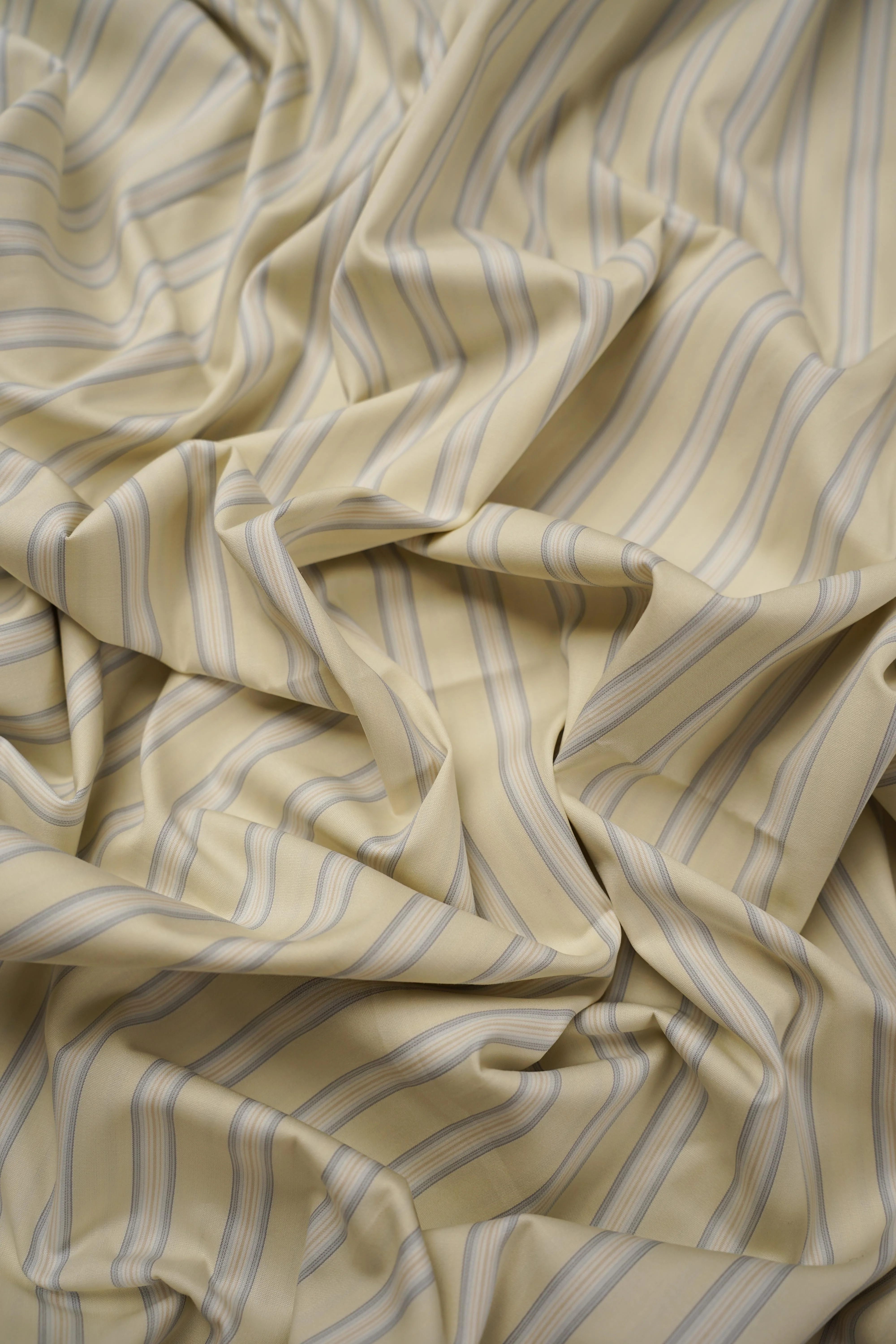 Deadstock - Shirt Fabric - Cotton - Stripe - Light Yellow - DS201 - Image 2