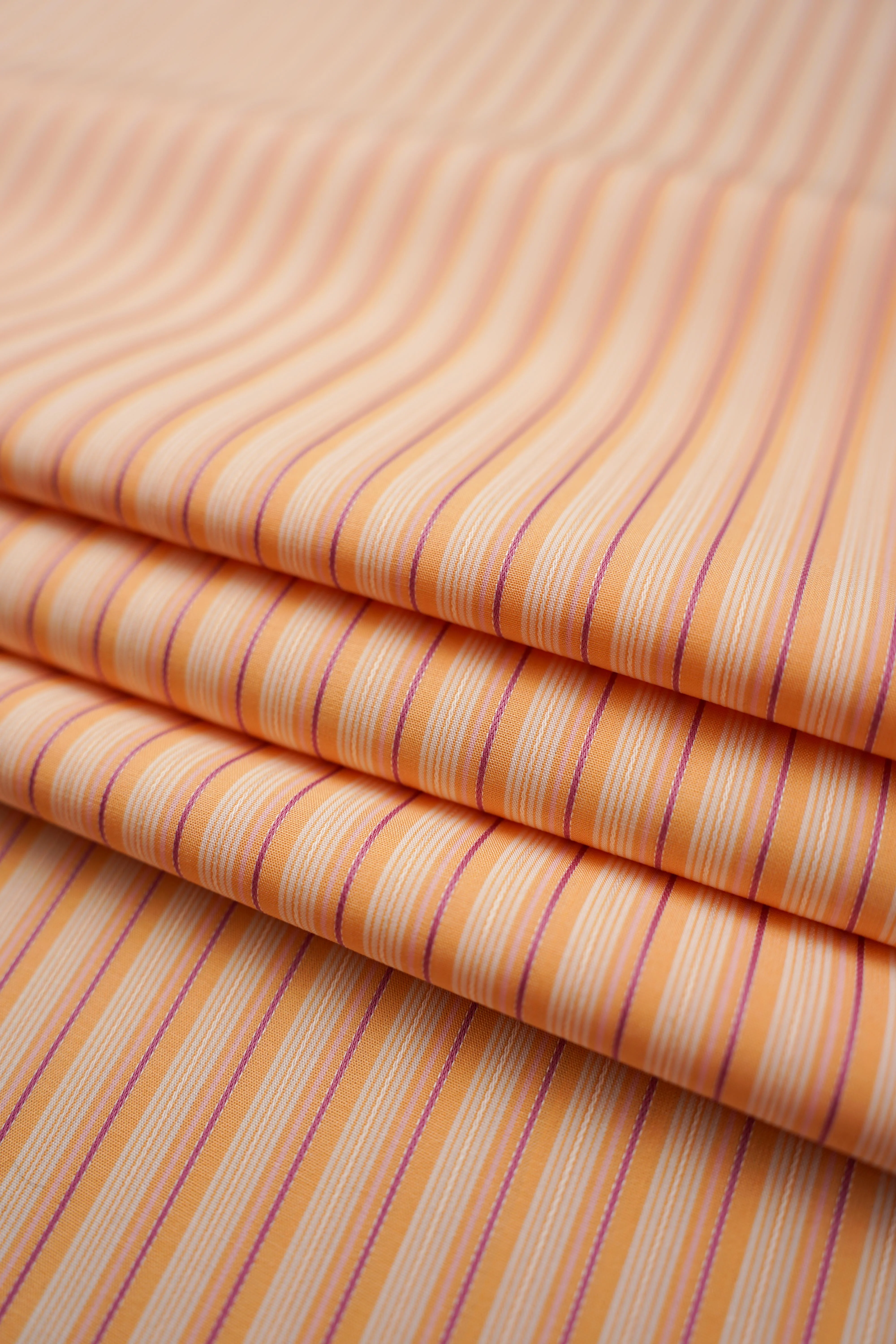 Deadstock - Shirt Fabric - Cotton - Stripe - Peach - DS208