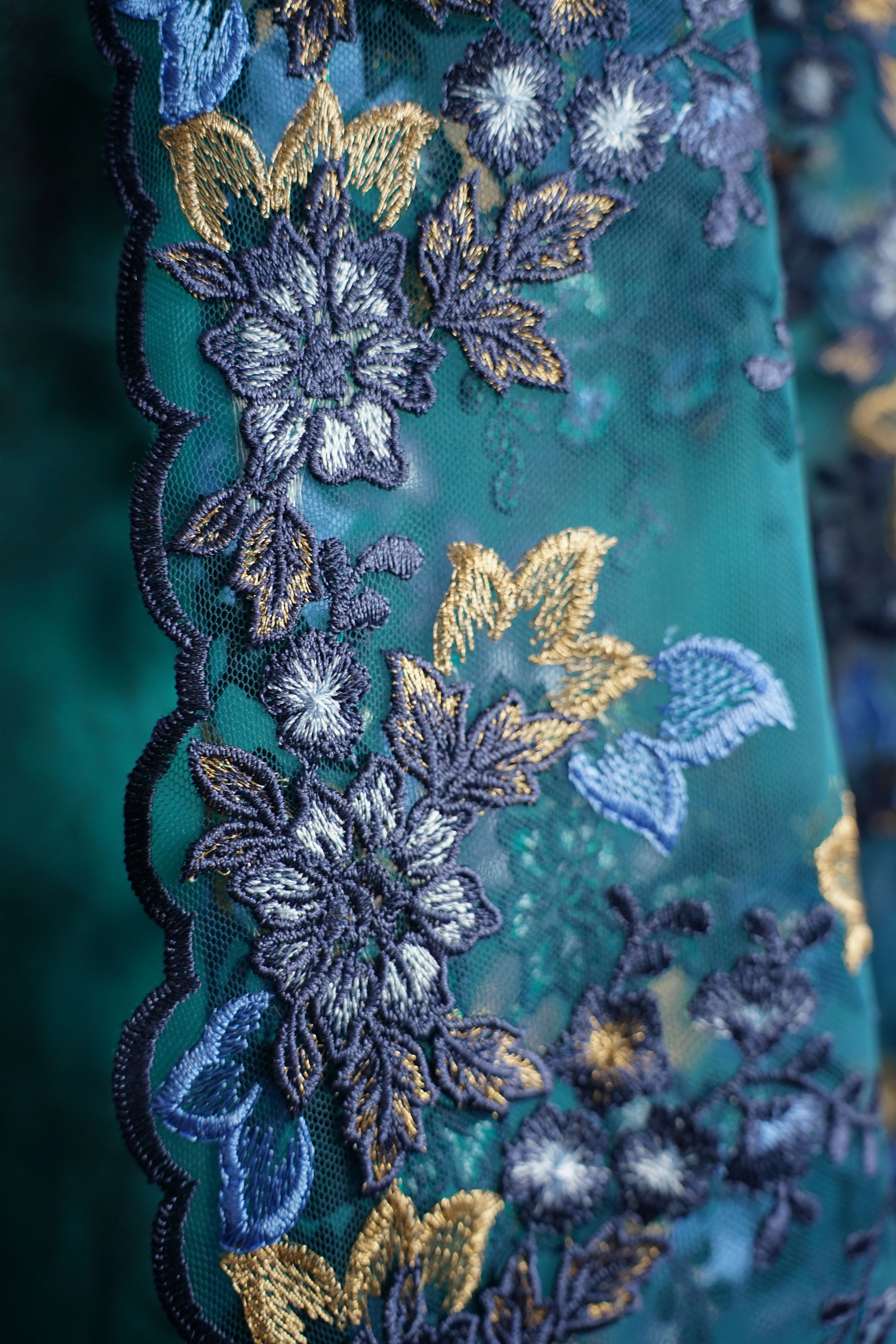 Italian - Embroidery - Exclusive - Tulle - Serene meadow - Blue - Image 5