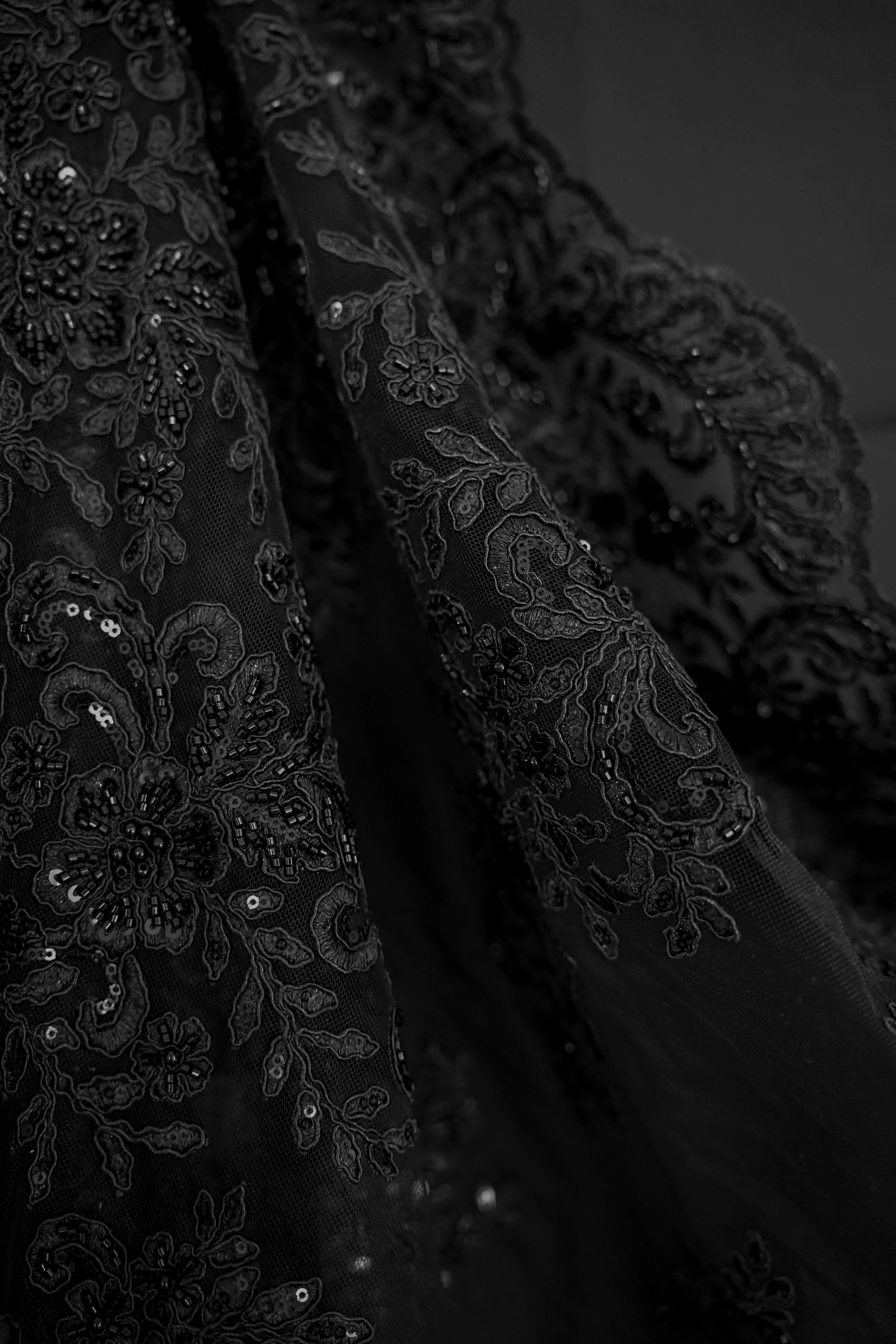 Italian - Exclusive - Beading - Tulle - Enchanted - Black - Image 6