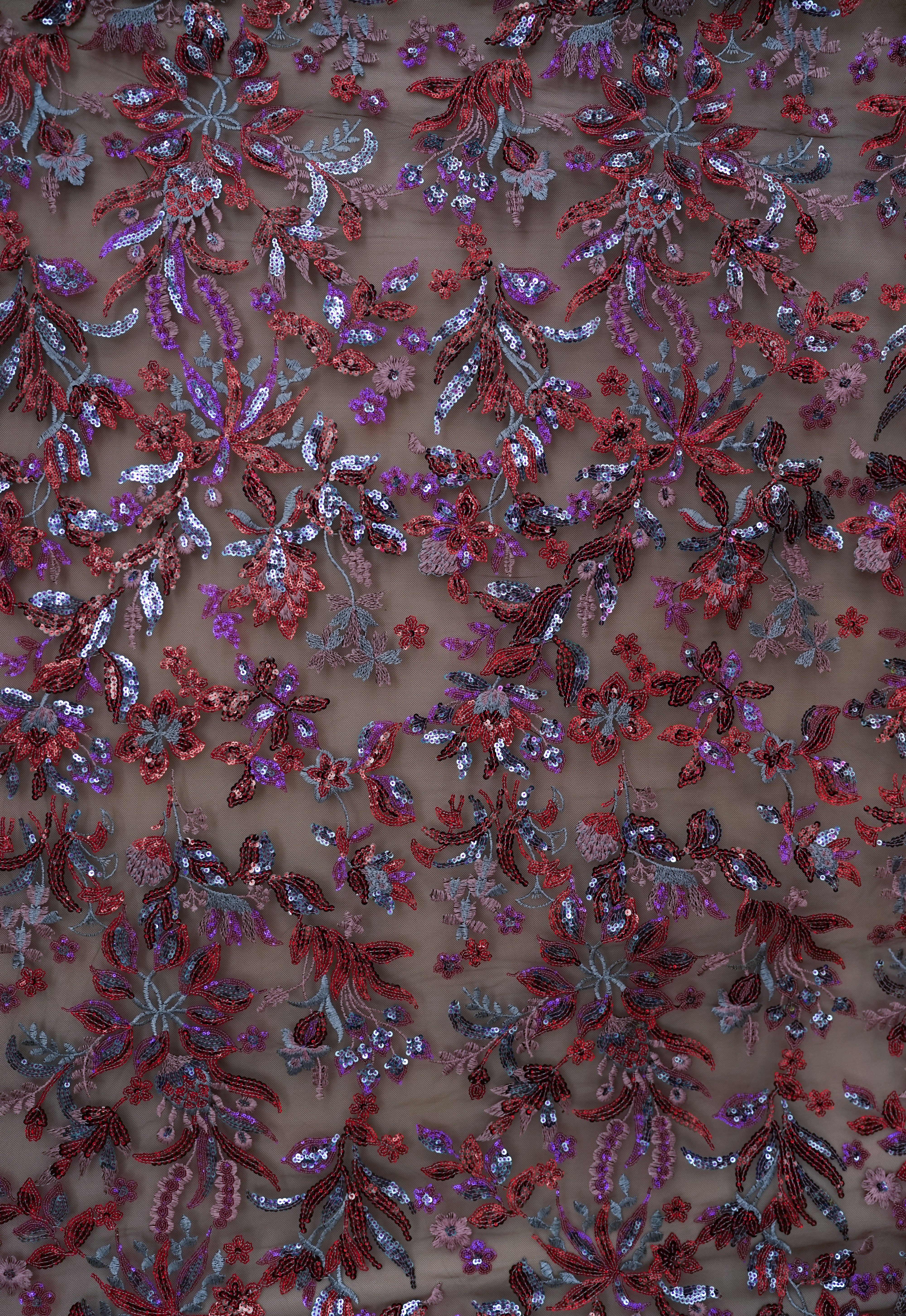Italian - Exclusive - Embroidered - Tulle - Sequins - Night garden - Image 3