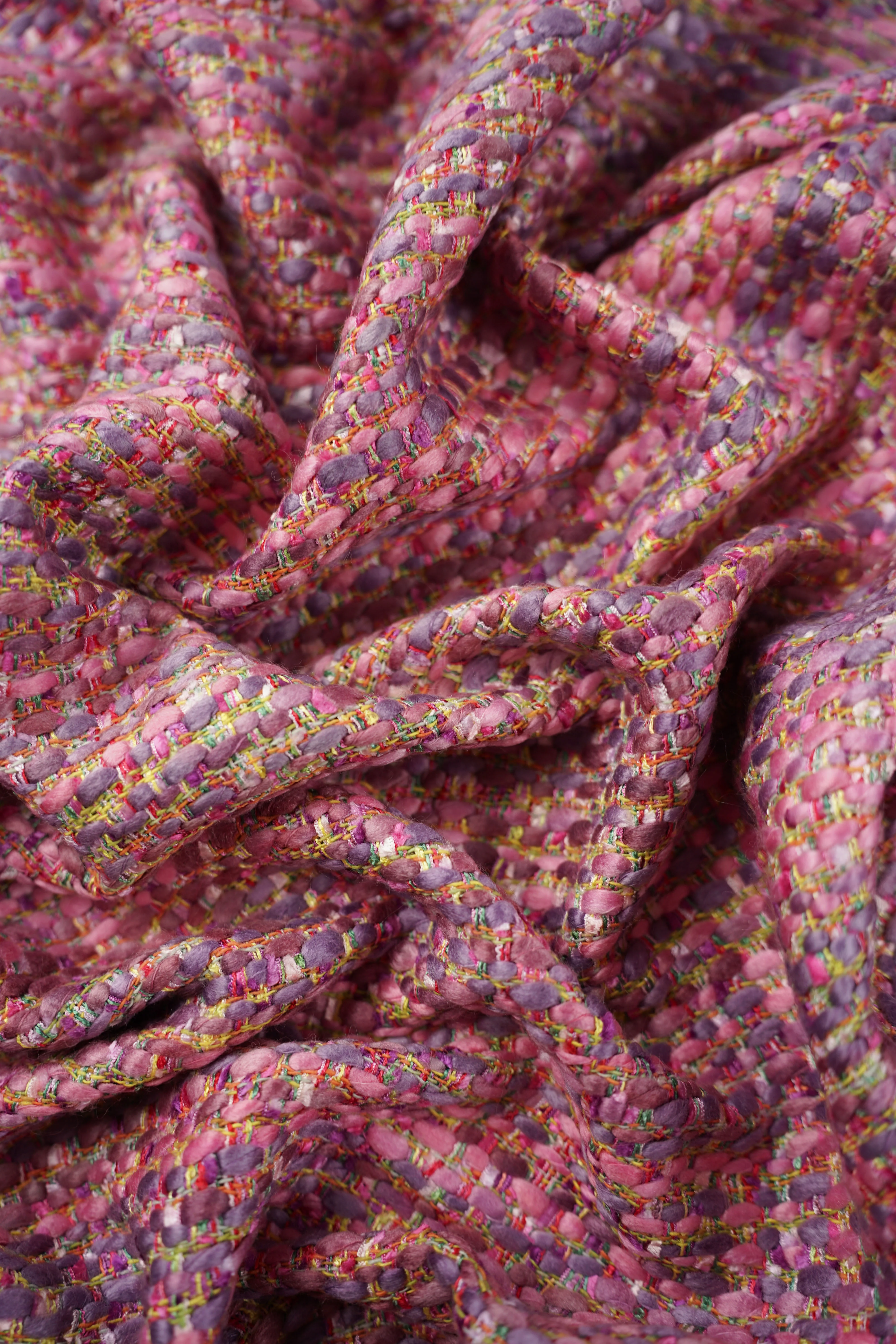 Italian Jacket fabric - "Chanel-Look" - Viscose, cotton - Purple, Pink - fg.M