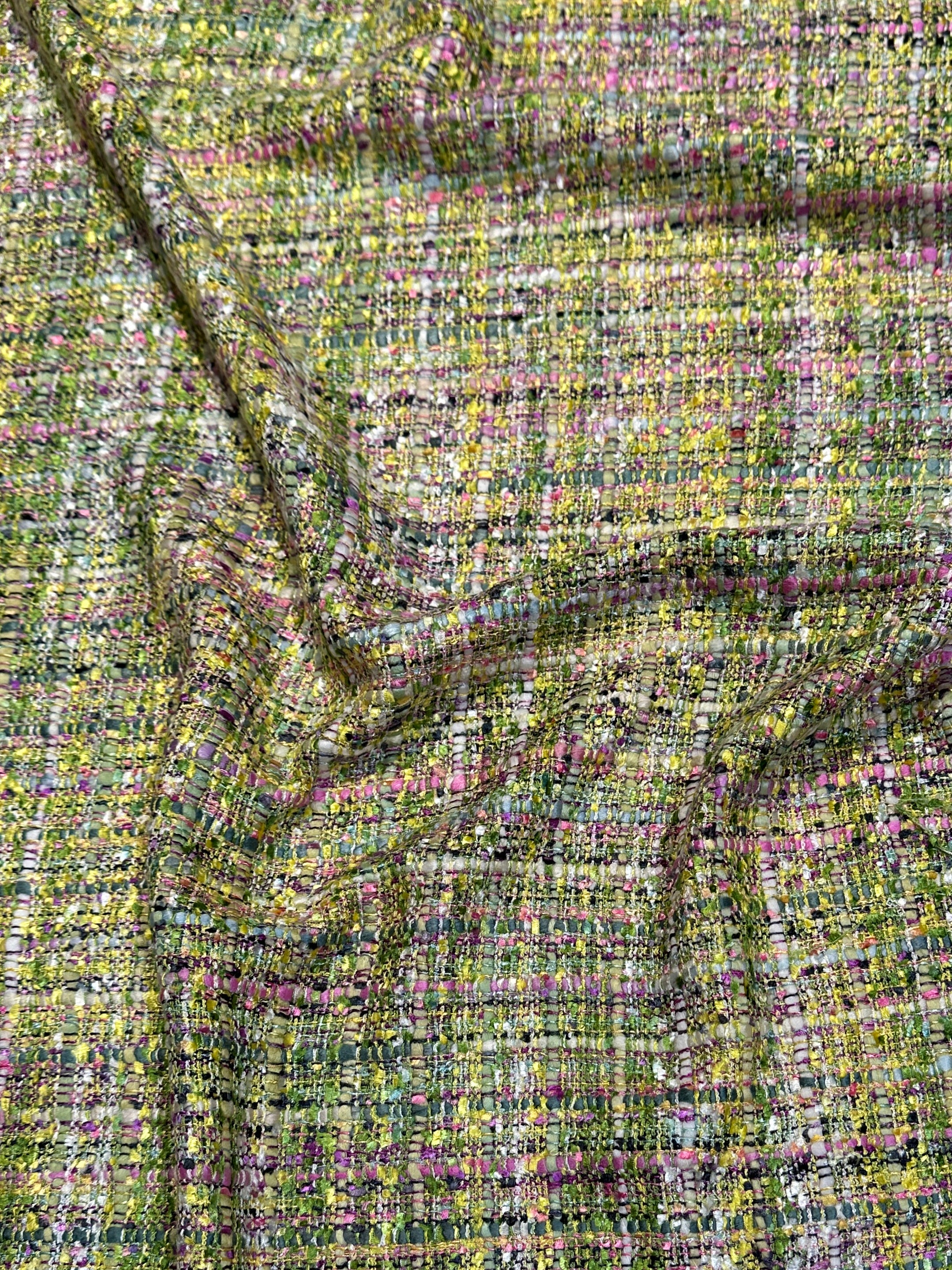 Italian Jacket Fabric - "Chanel Look" - Viscose - Green, Yellow (2) - Image 2