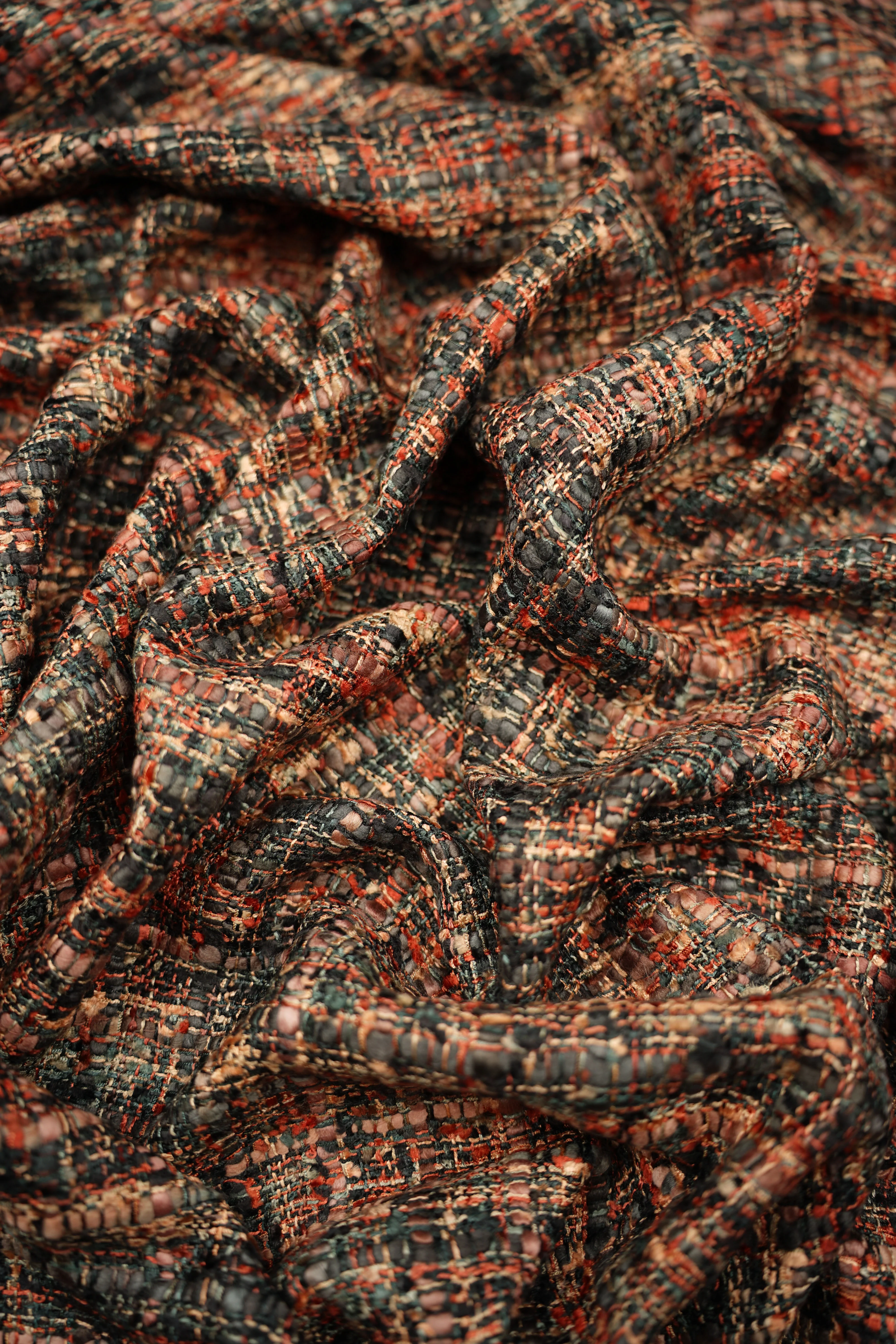 Italian Jacket Fabric - "Chanel-Look" - Viscose - Grey, Rust - WM