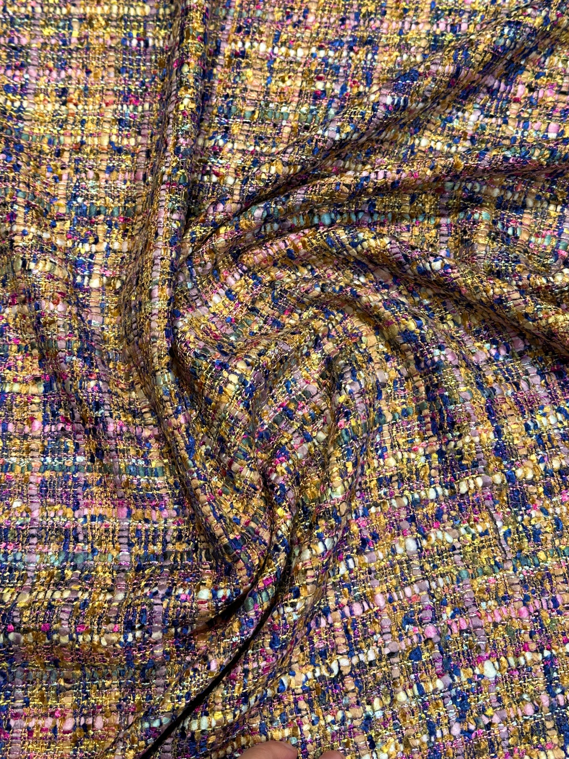 Italian Jacket Fabric - "Chanel Look" - Viscose - Purple, Yellow (Y) - Image 2