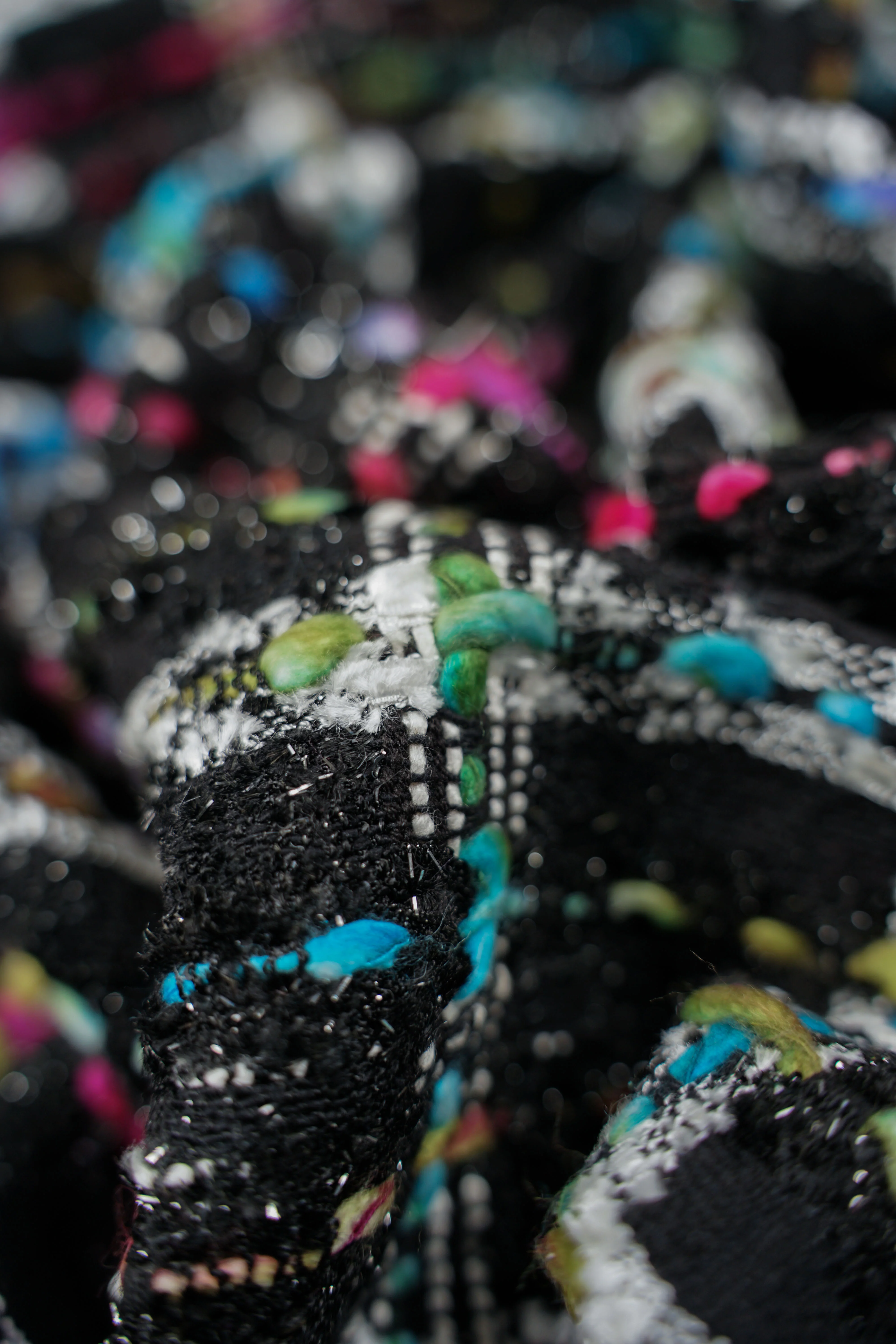 Italian Jacket Fabric - "Chanel Look" - Wool, Viscose, Lurex - Black, Multicolor - Unica - Image 4