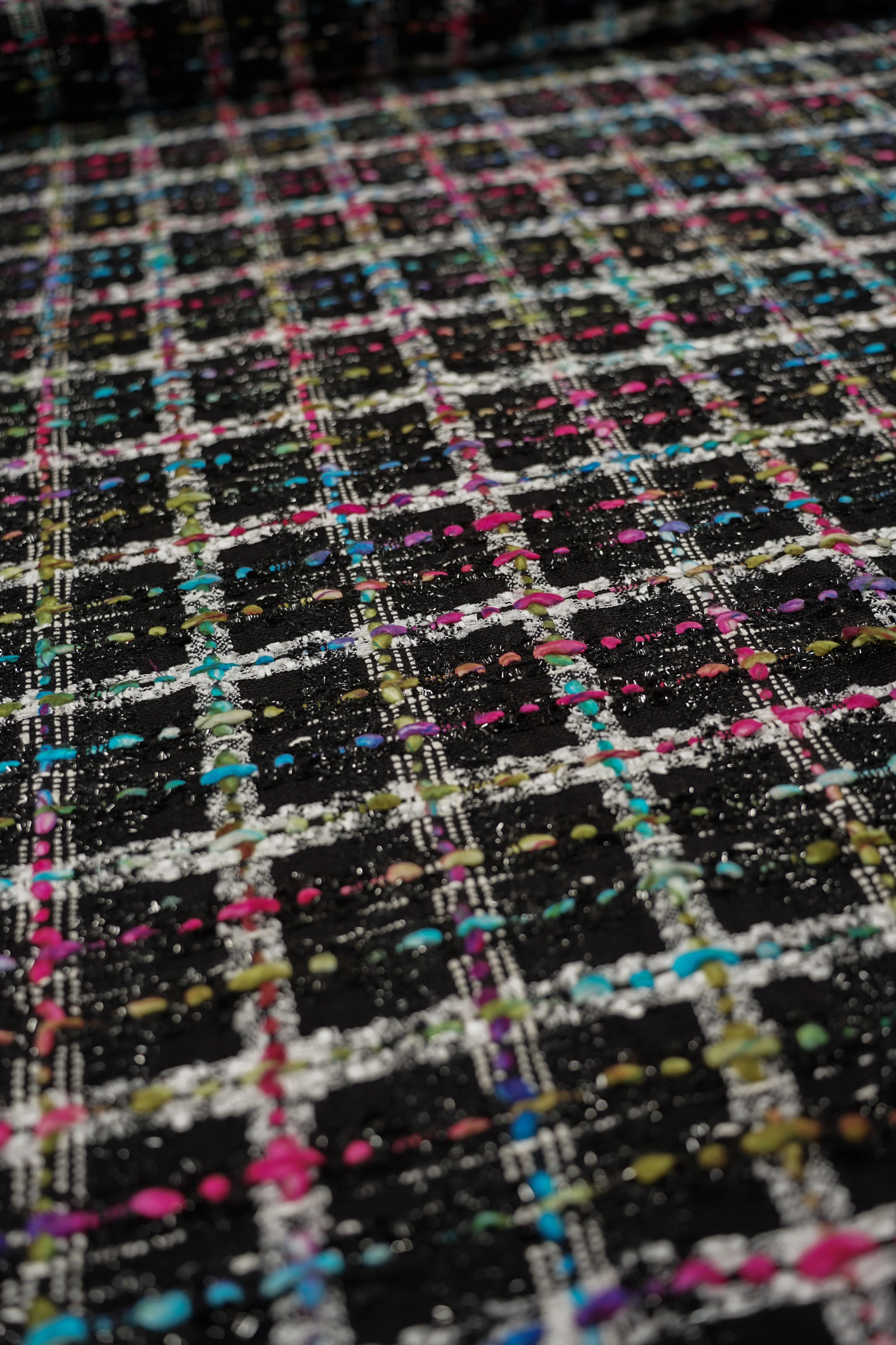 Italian Jacket Fabric - "Chanel Look" - Wool, Viscose, Lurex - Black, Multicolor - Unica - Image 5
