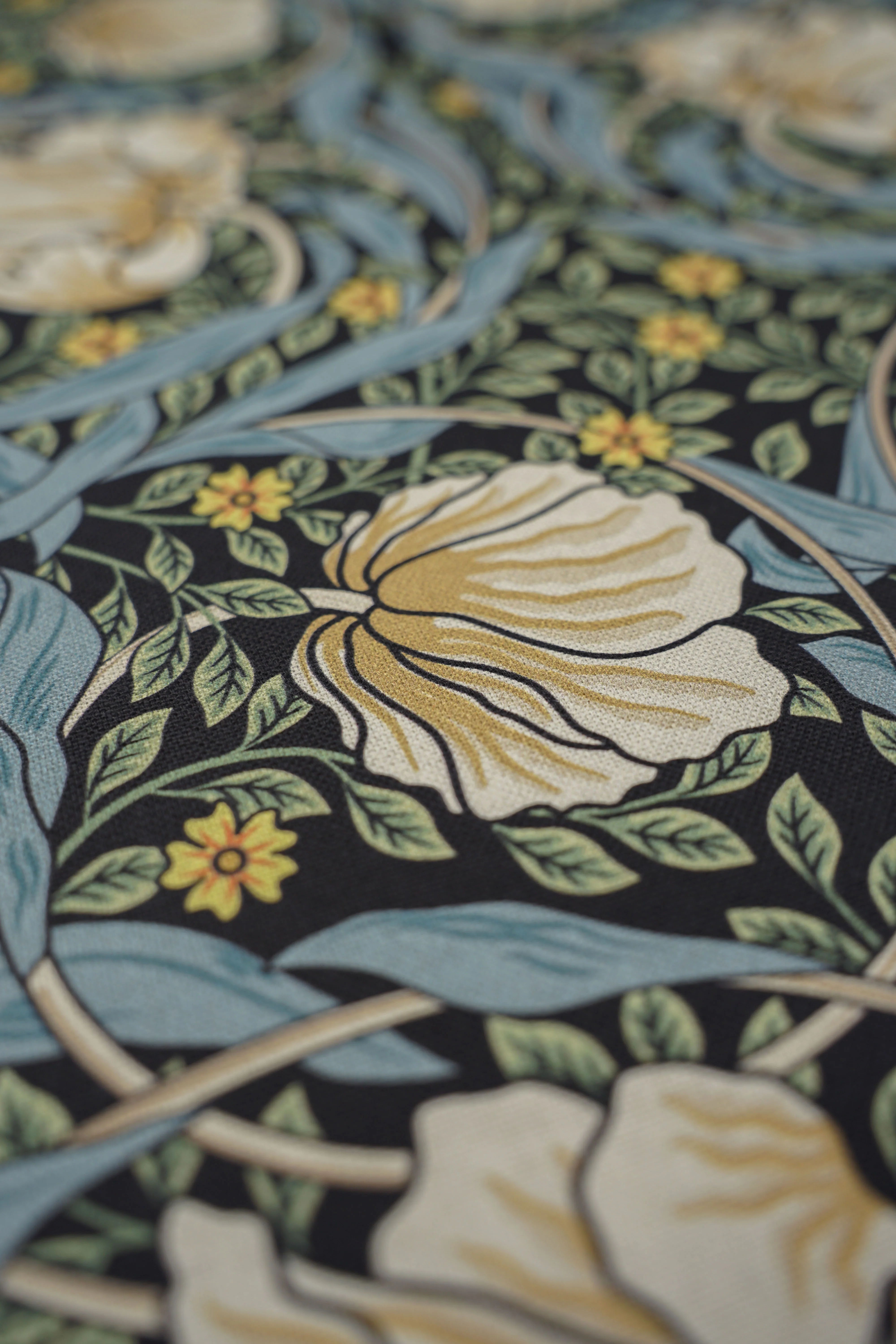 Jugend Patterned Upholstery Fabric Curtain Fabric - Cotton - Floral Entrapment - Blue, Green - Image 4