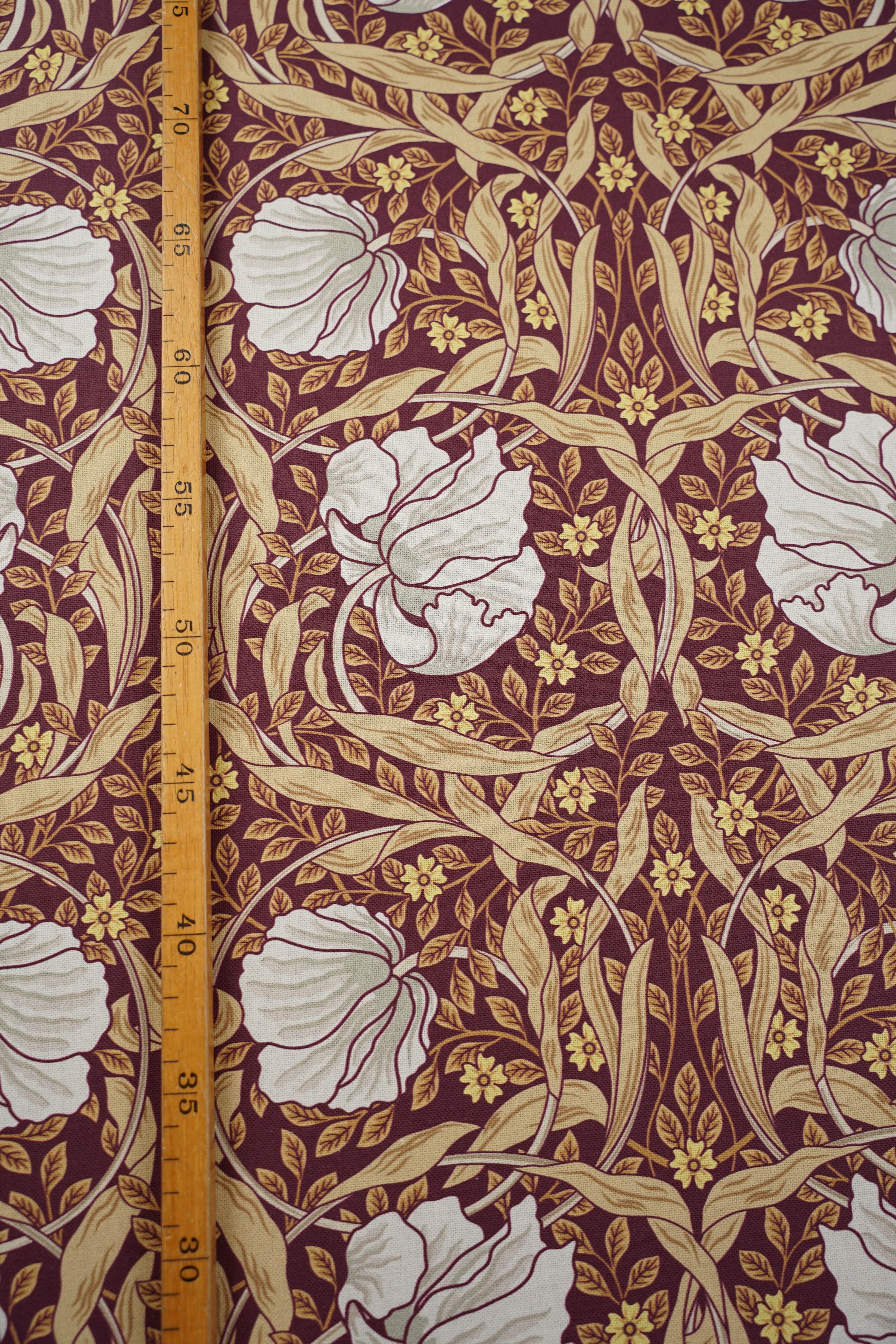 Jugend Patterned Upholstery Fabric Curtain Fabric - Cotton - Floral Entrapment - Burgundy - Image 6