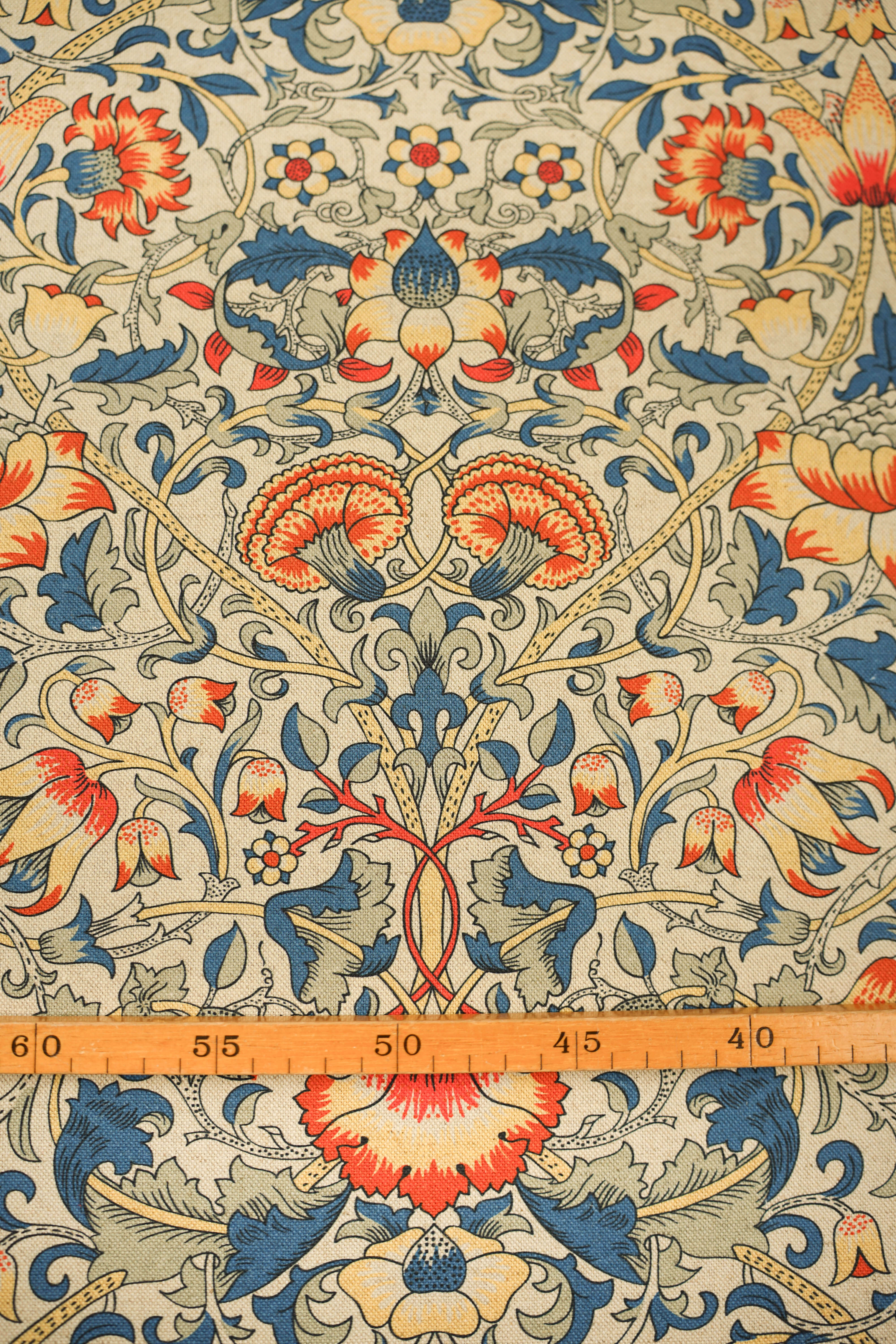 Jugend Patterned Upholstery Fabric Curtain Fabric - Cotton - Strictly Blooming - Yellow,Blue - Image 3