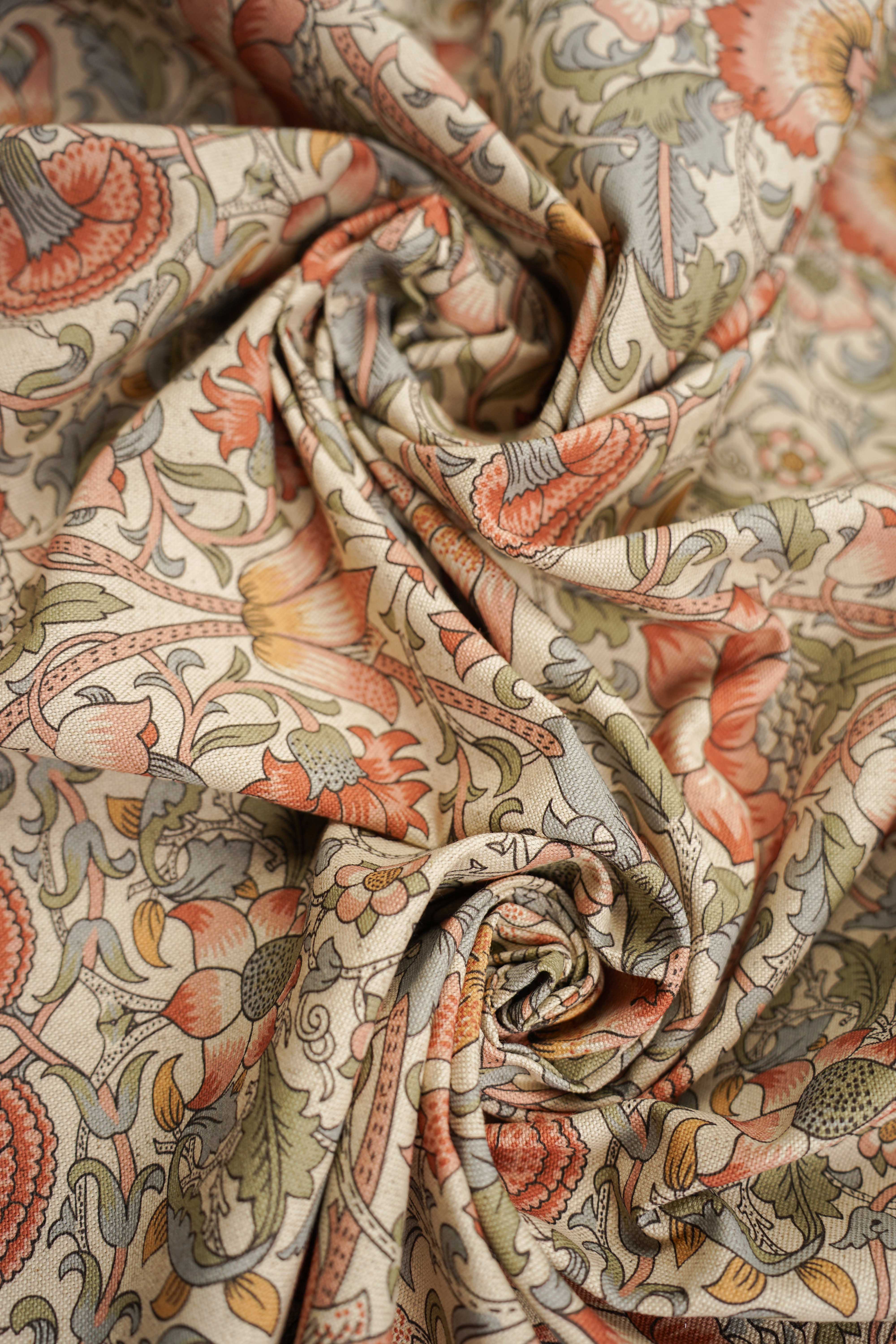 Jugend Patterned Upholstery Fabric Curtain Fabric - Strictly Blooming - Pink - Image 2
