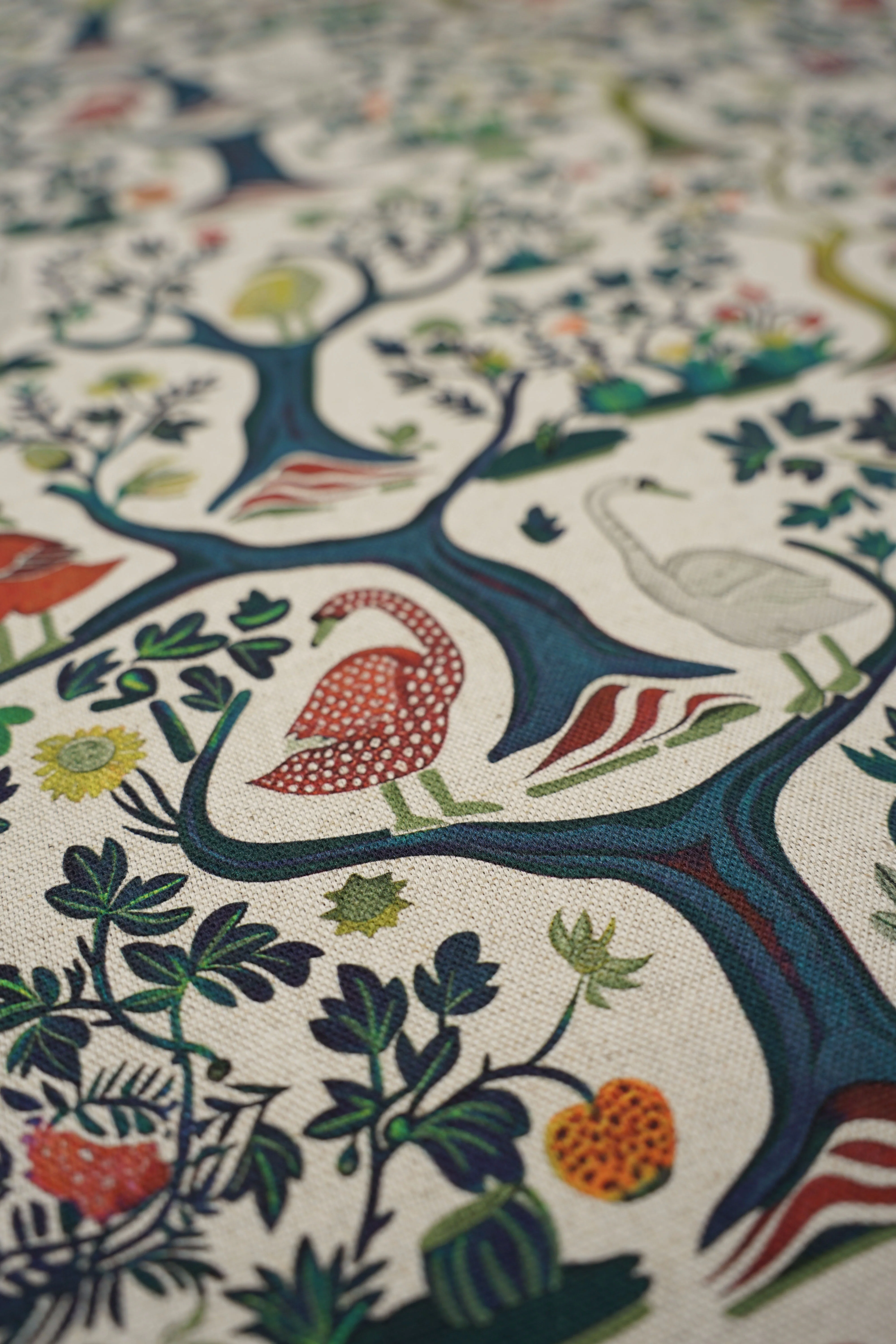 Jugend - Patterned - Upholstery fabric - Curtain fabric - Swan lake - Blue - Image 4