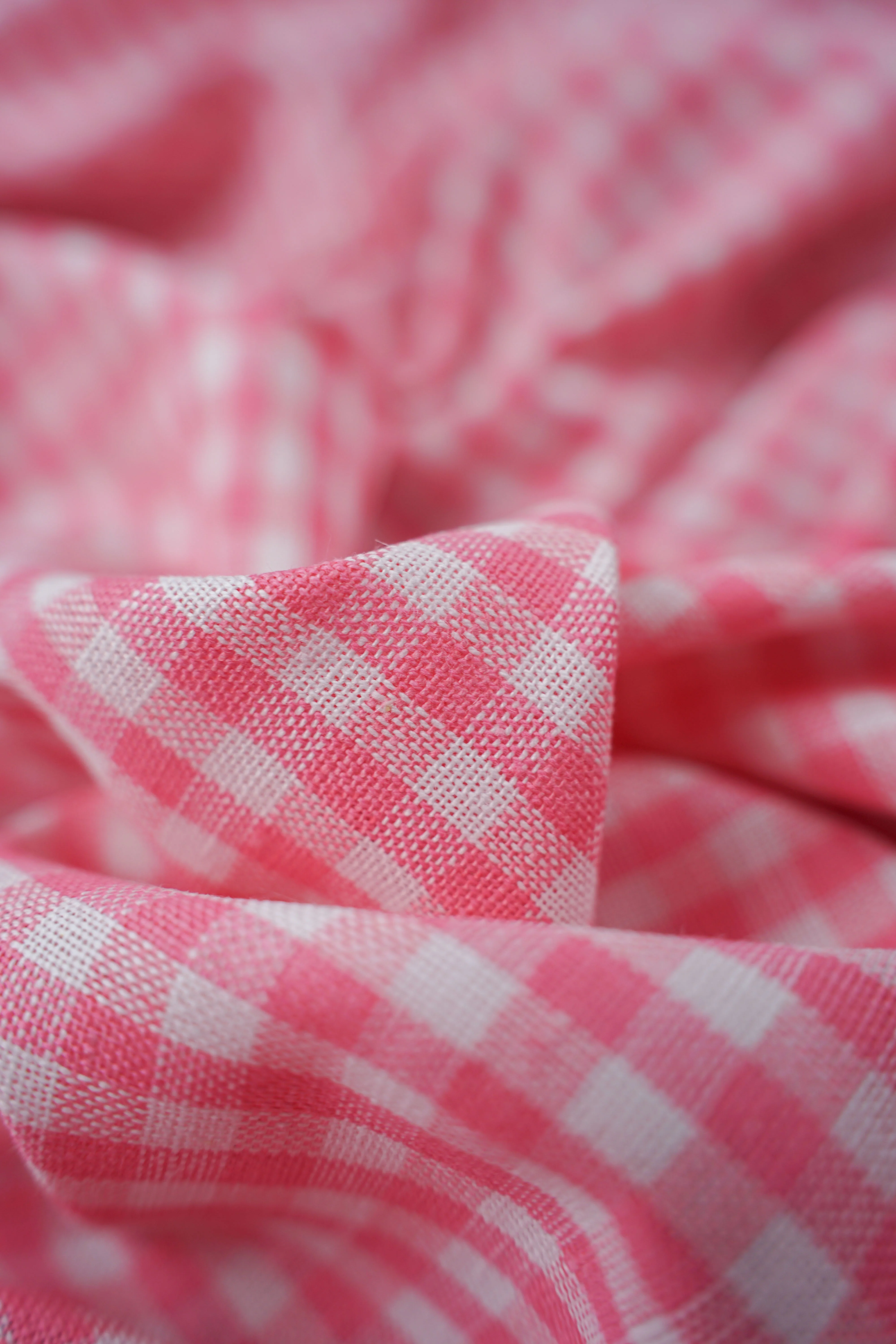 Linen, cotton - Plaid - small check - Pink - Image 3