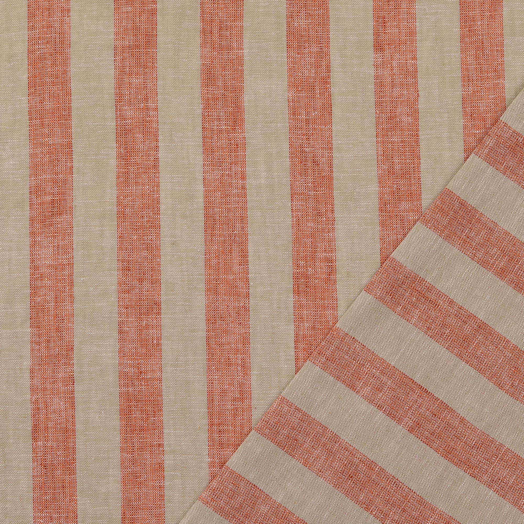 Linen Fabric - Wide Stripes - Natural, Copper - 0003 - Image 3