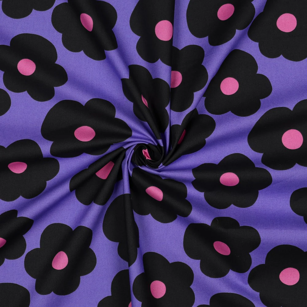 Nerida Hansen - Fine Poplin - Big Flower - Cotton - Purple - Image 3