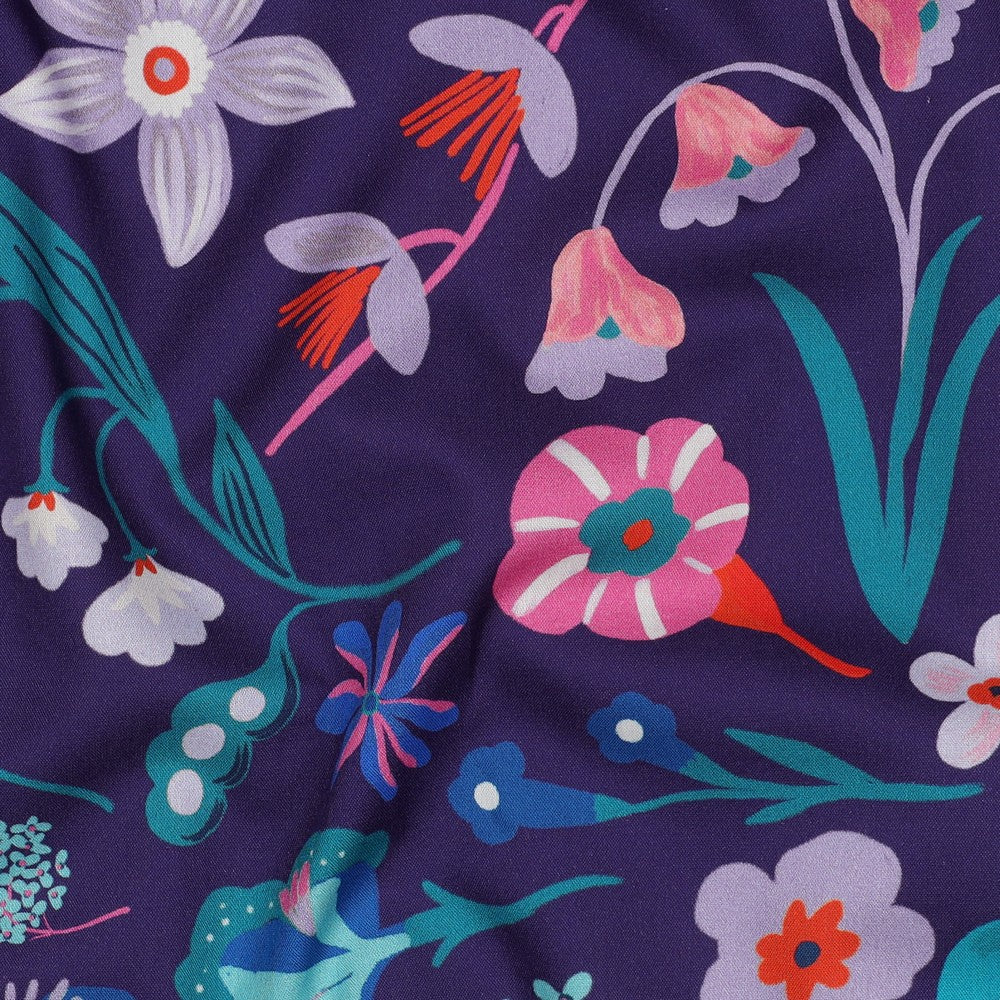 Nerida Hansen - Fine Poplin - Meadow Flower - Cotton - Dark Purple - Image 2