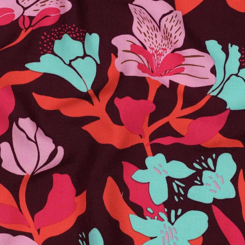 Nerida Hansen - Lenzing Ecovero - Amira Floral - Viscose - Plum - Image 2