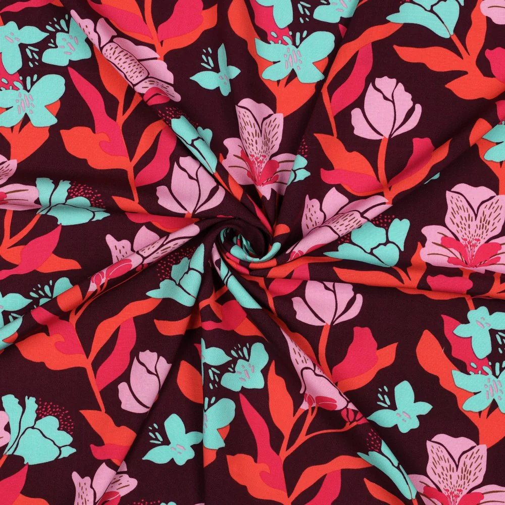 Nerida Hansen - Lenzing Ecovero - Amira Floral - Viscose - Plum - Image 3