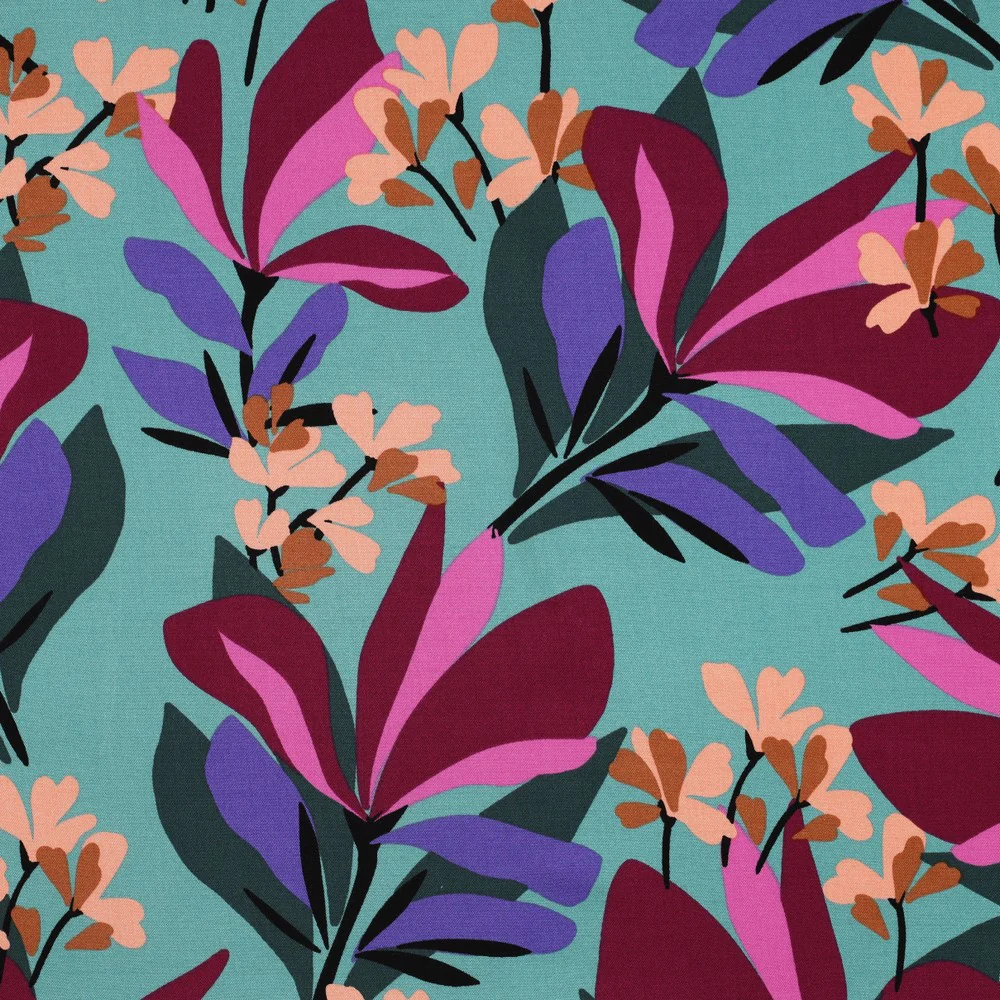 Nerida Hansen - Rosella Stretch - Spring Garden - Viscose - Sea Blue