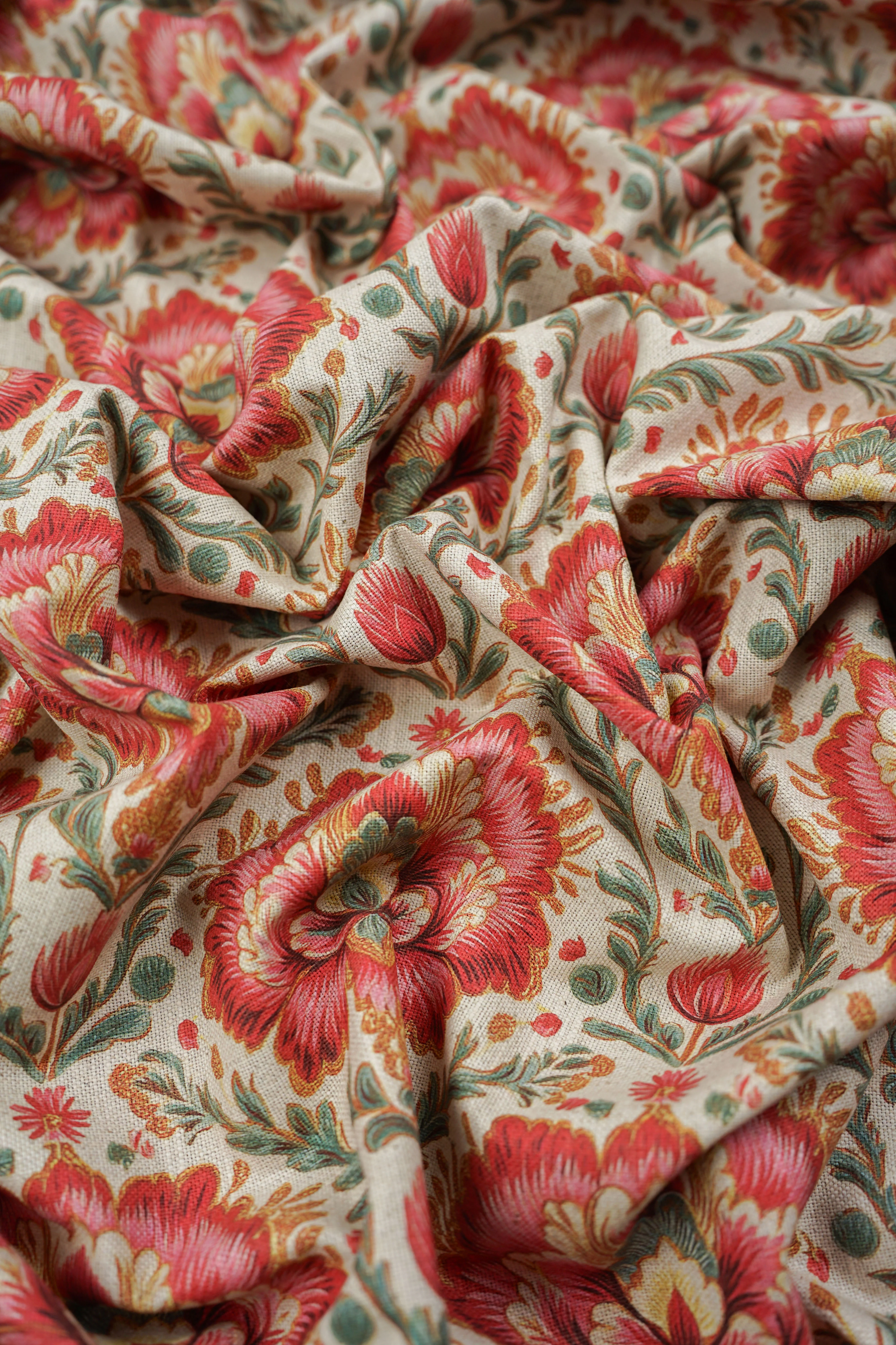 Pattern - Curtain fabric - Linen - Cotton - Flower - Karma Rojo - Image 4