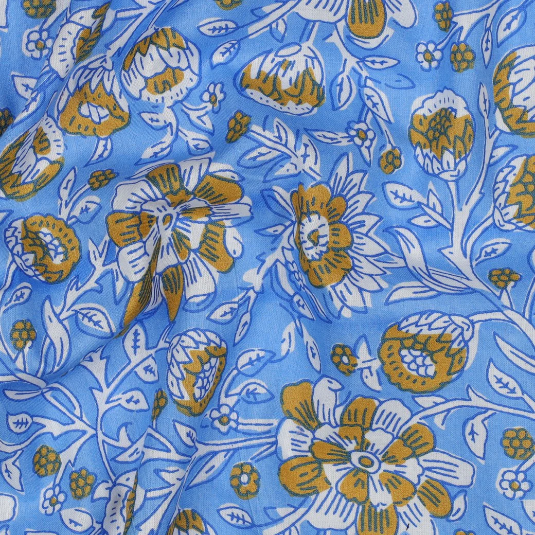 Patterned - Cotton - Block print - Flowers - Blue - 12.002 - Image 2