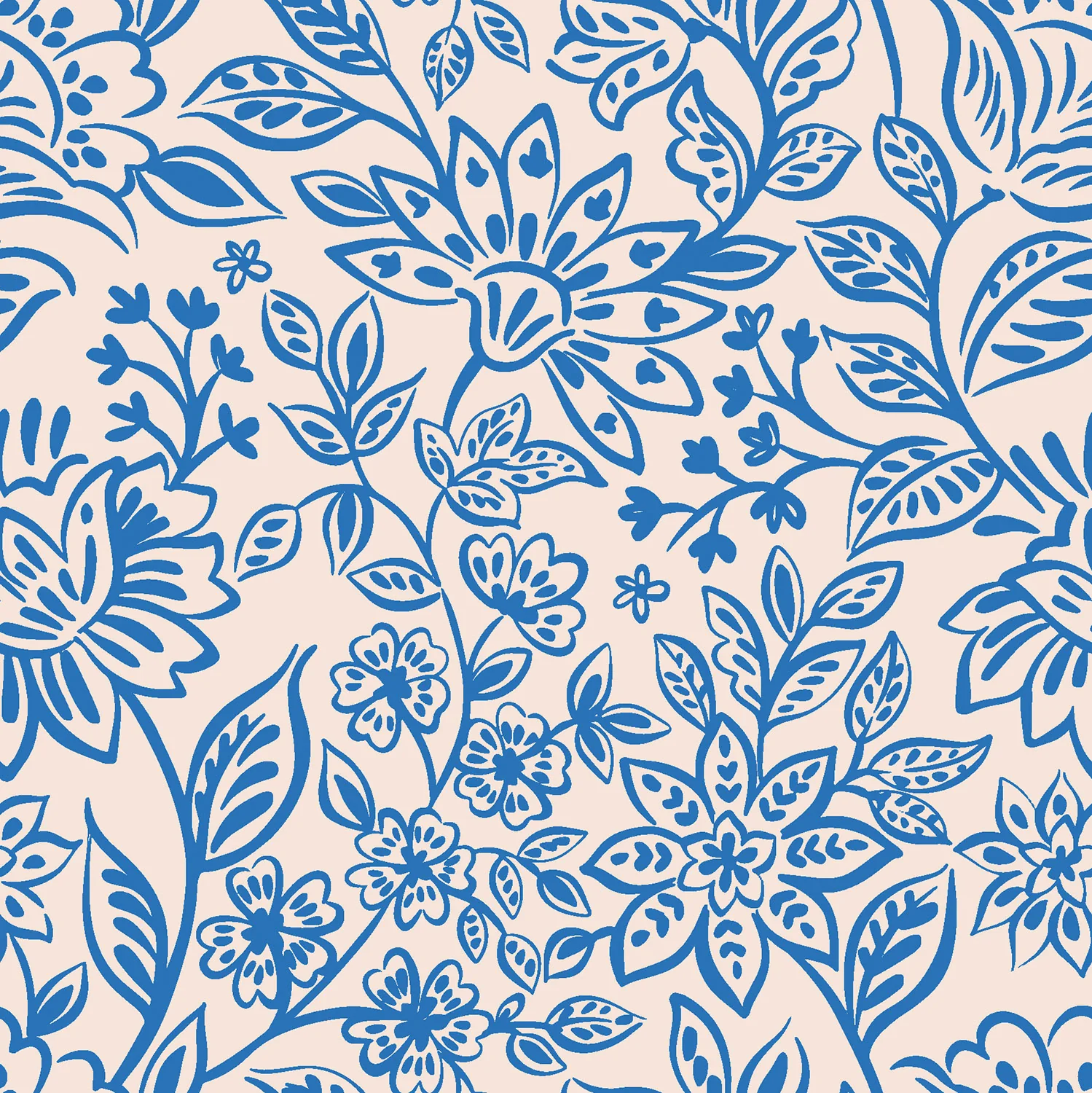 Patterned - Cotton - Muslin - Floral - Blue - 005