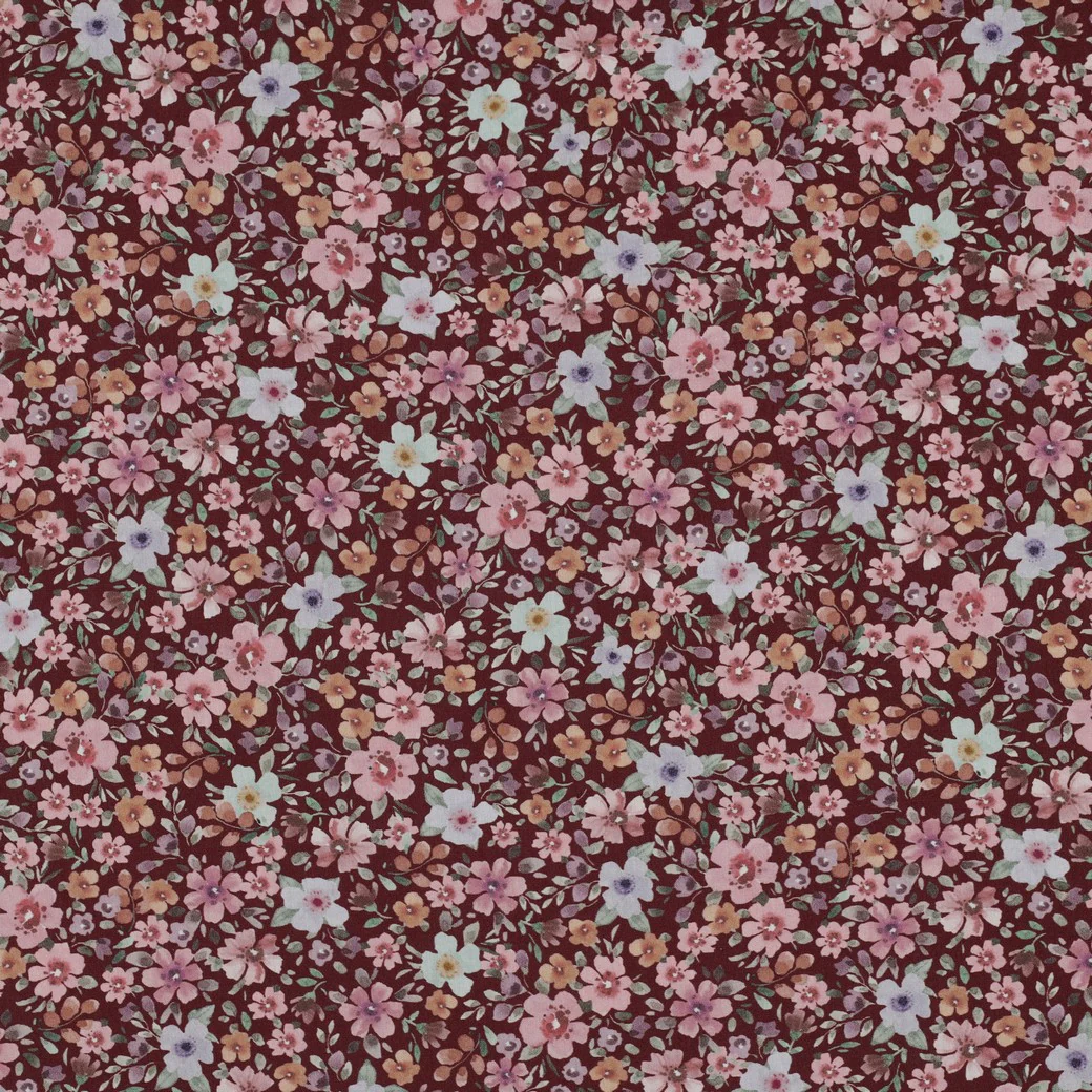 Patterned - Cotton - Poplin - Flowers - Burgundy - 17.021 - Image 4