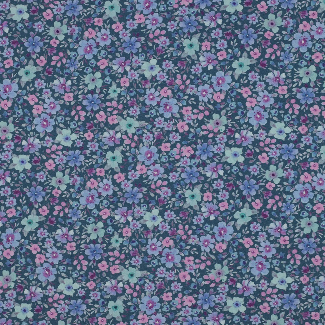 Patterned - Cotton - Poplin - Flowers - Petrol - 17.024 - Image 4