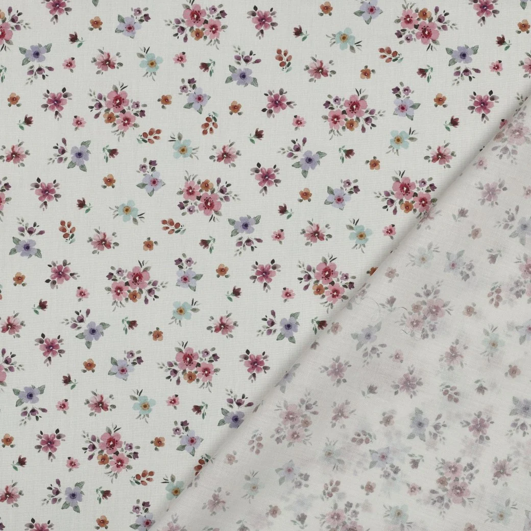 Patterned - Cotton - Poplin - Flowers - Purple, pink, white - 17.011 - Image 3