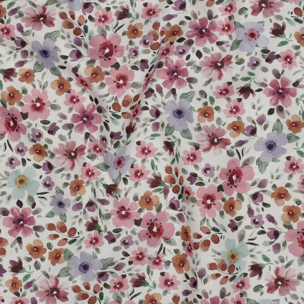 Patterned - Cotton - Poplin - Flowers - White, pink - 17.001 - Image 2