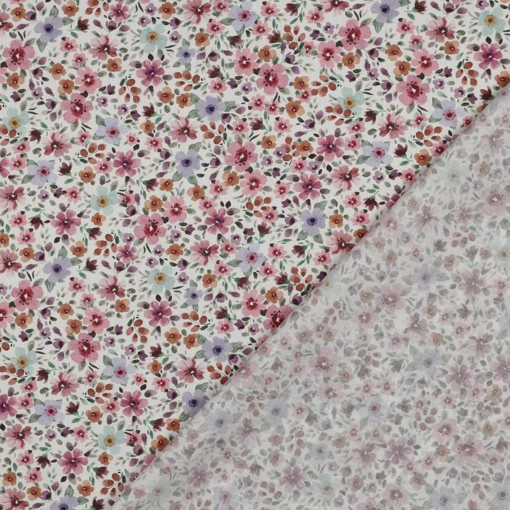 Patterned - Cotton - Poplin - Flowers - White, pink - 17.001 - Image 4