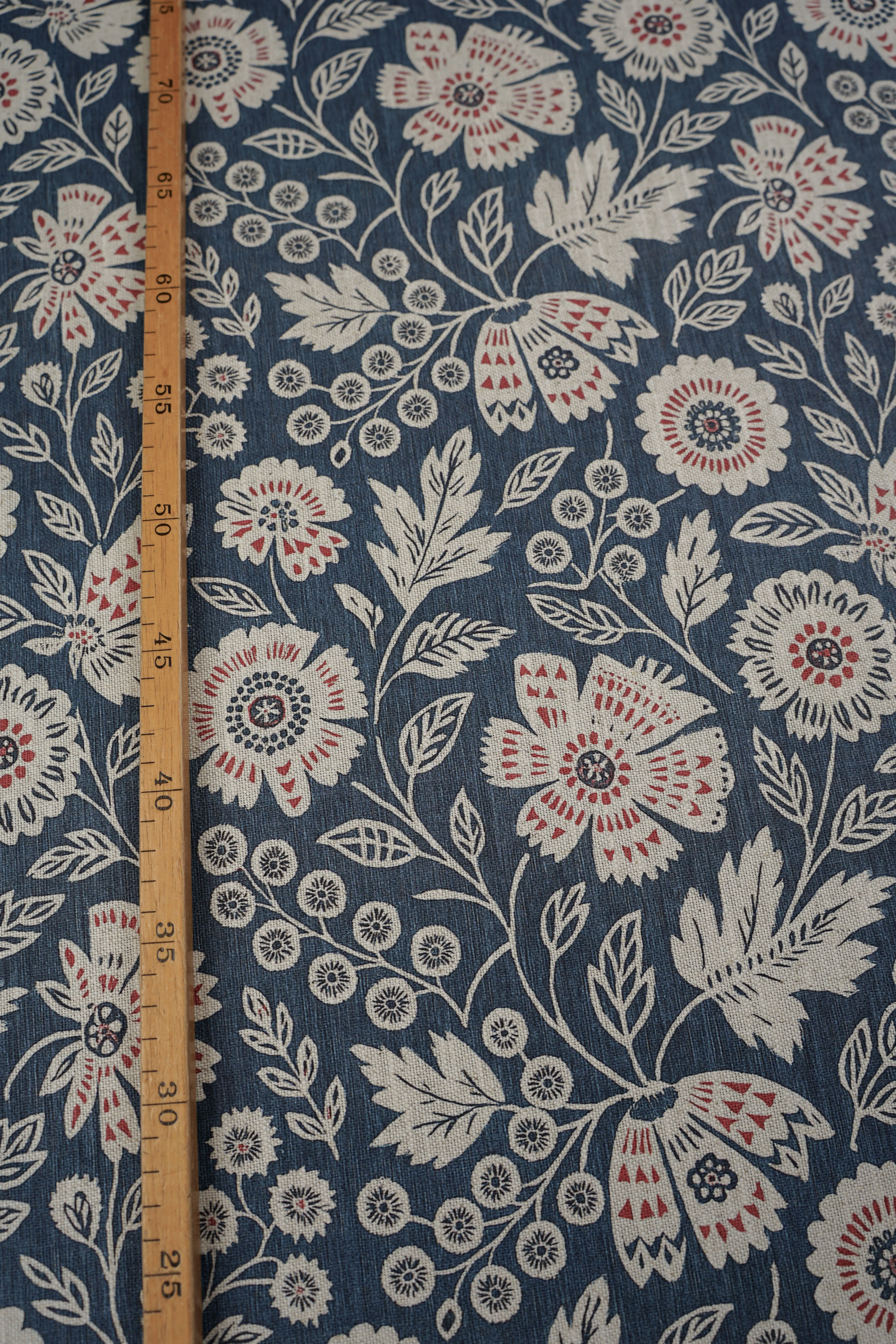 Patterned - Curtain fabric - Cotton - Linen - Floral - Denim - Damayanti - Image 6
