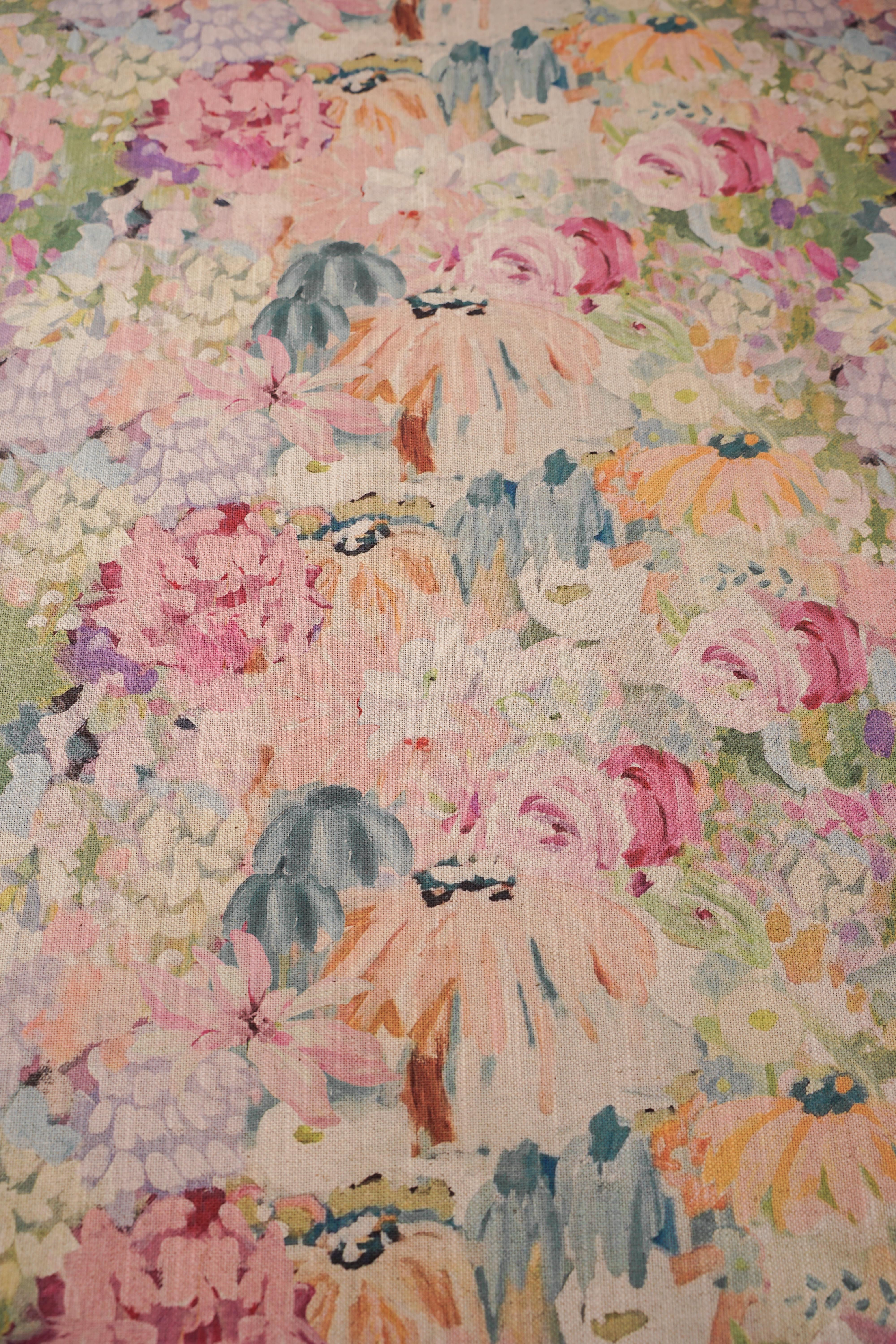 Patterned - Curtain fabric - Furnishing - Cotton/Linen - Floral oil painting - Pink - Image 3