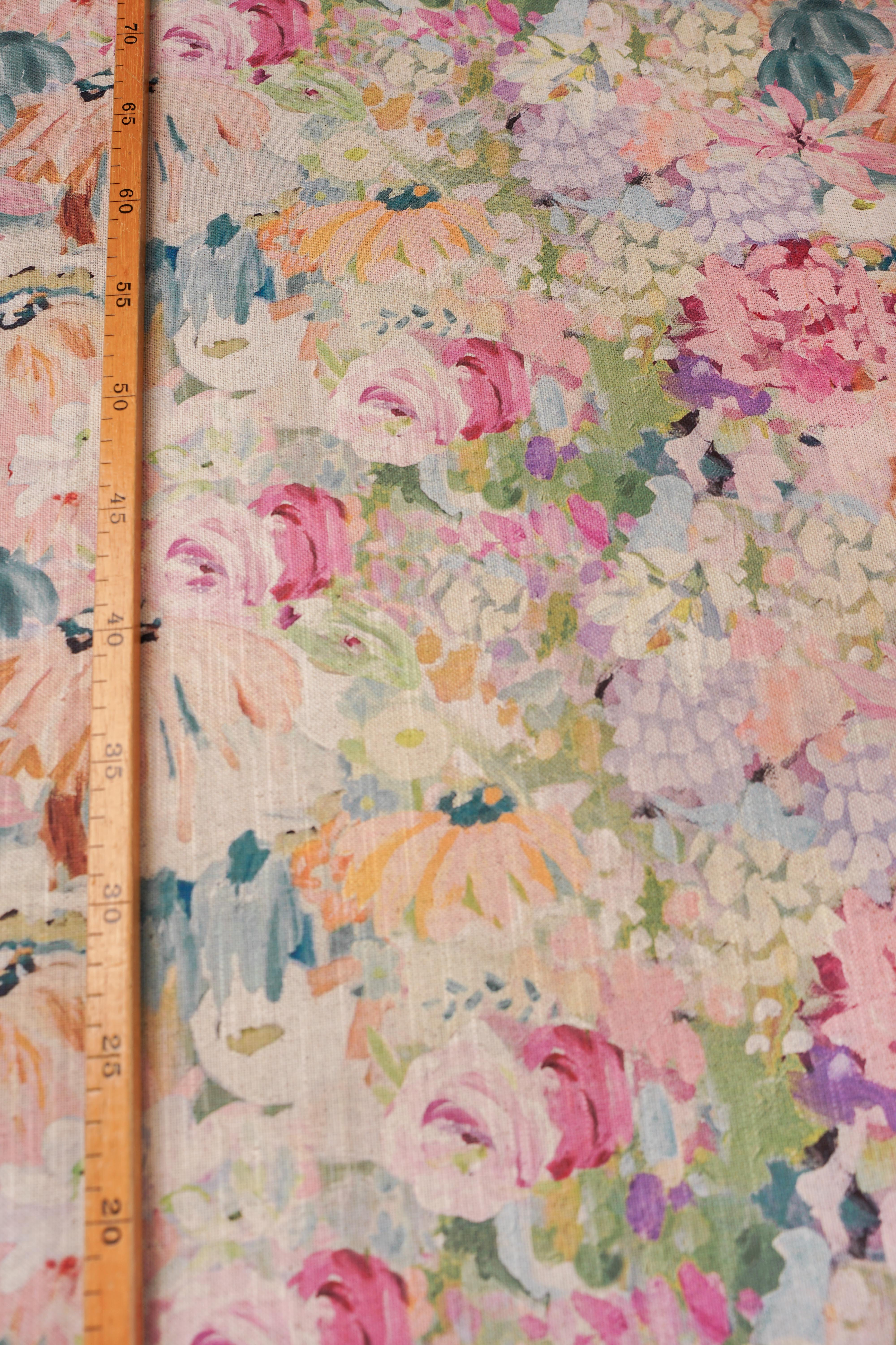 Patterned - Curtain fabric - Furnishing - Cotton/Linen - Floral oil painting - Pink - Image 4