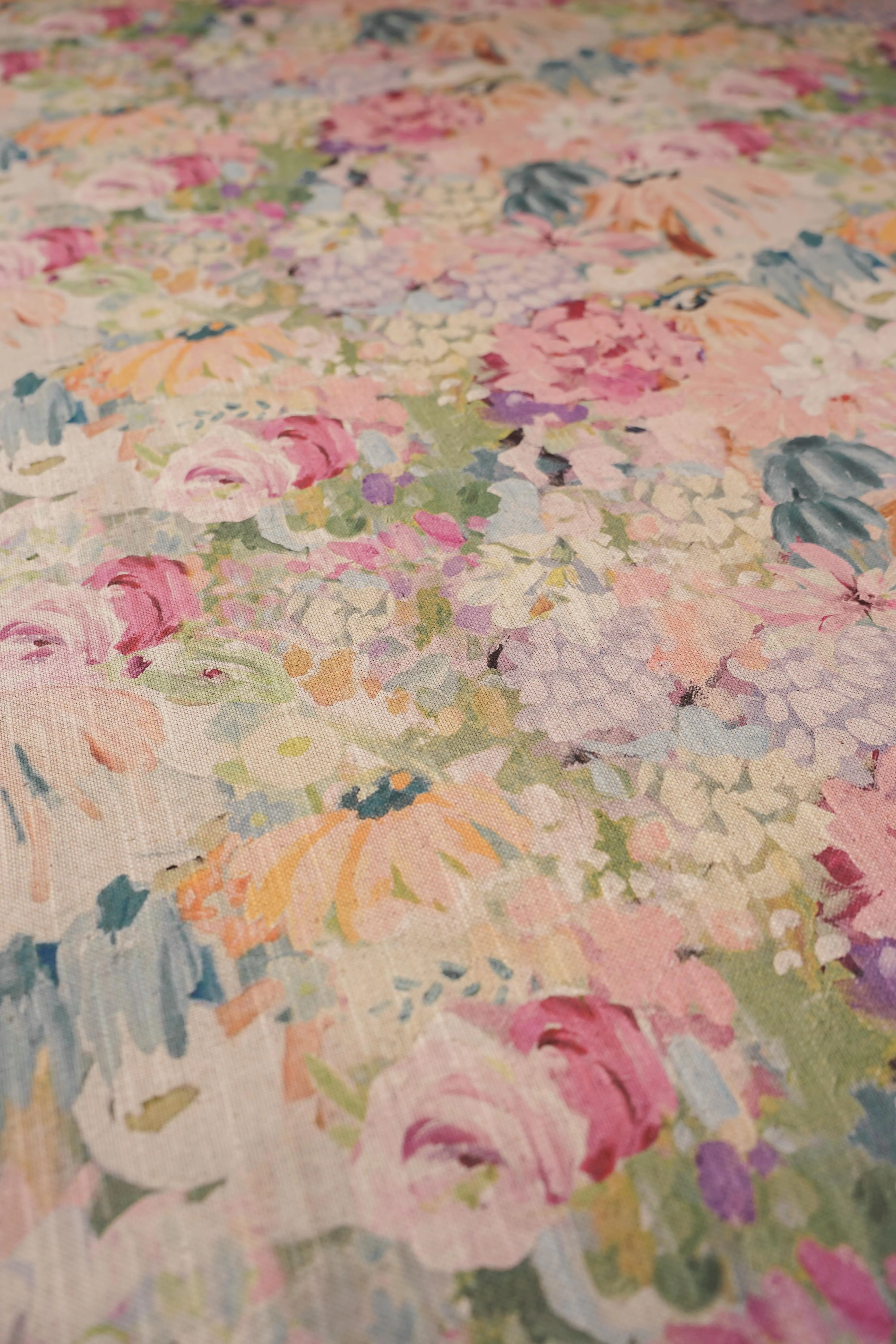 Patterned - Curtain fabric - Furnishing - Cotton/Linen - Floral oil painting - Pink - Image 5
