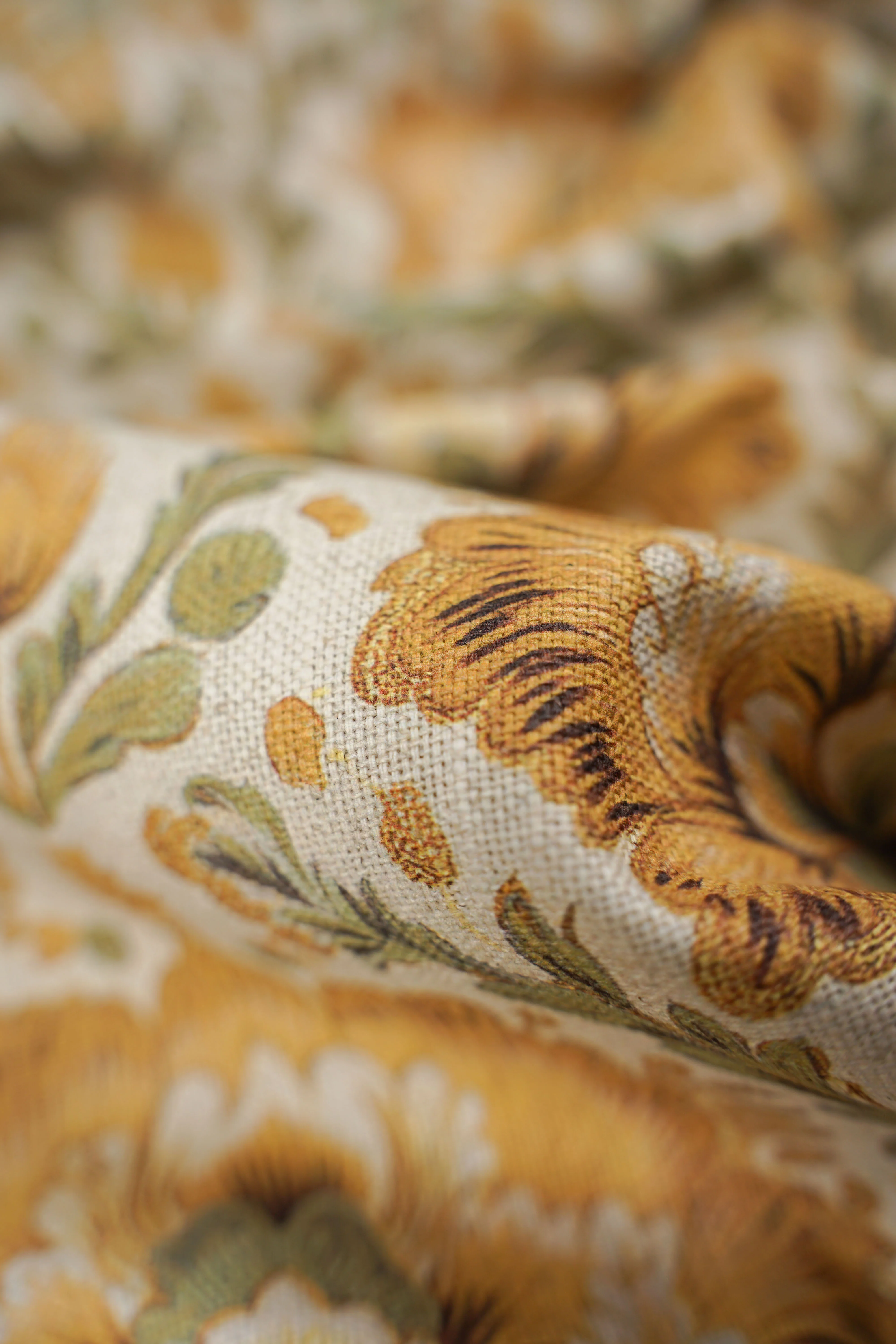 Patterned - Curtain fabric - Linen - Cotton - Flower - Karma mostaza - Image 3