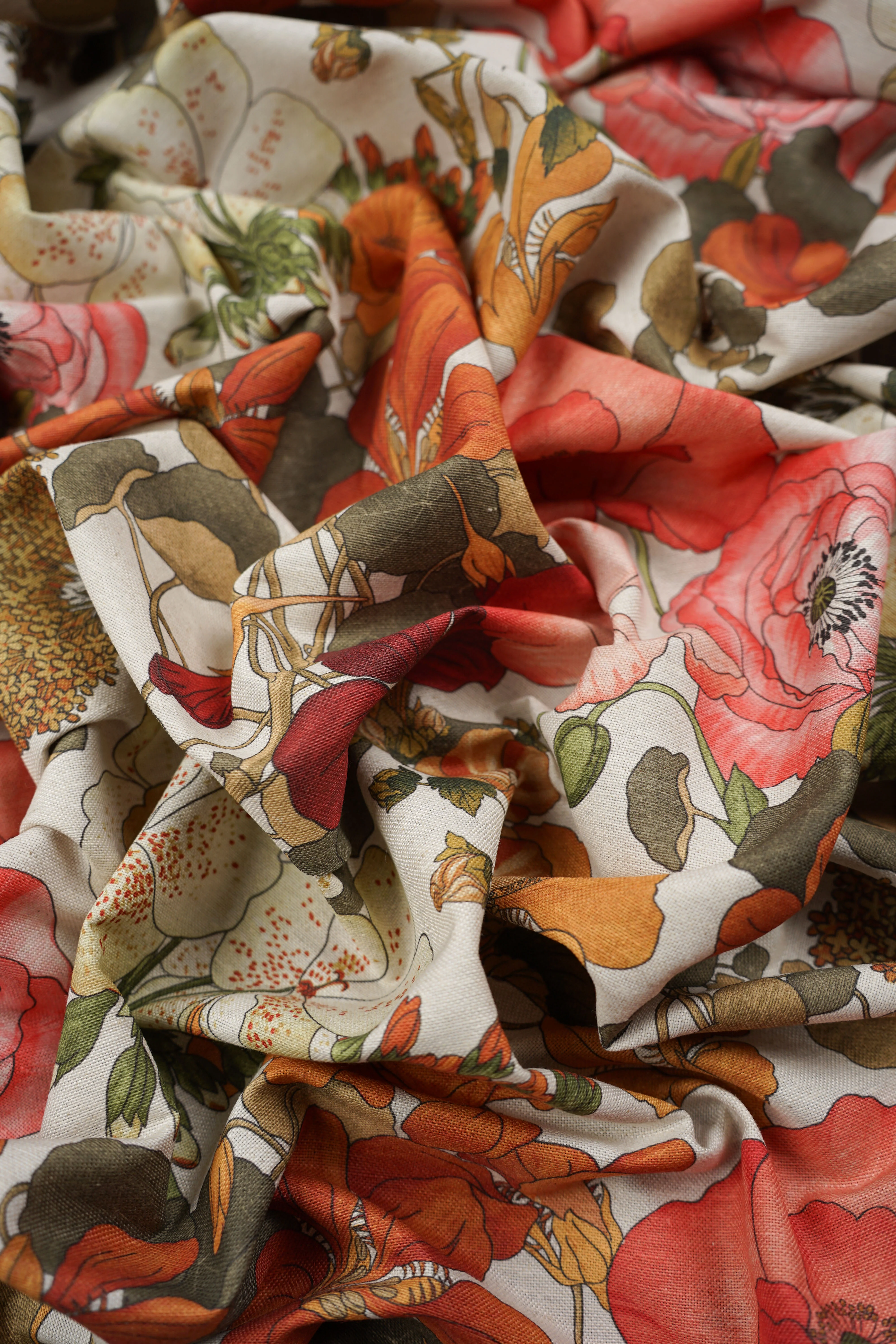 Patterned - Curtain fabric - Linen - Cotton - Flower meadow - Cappucine 010 - Image 5