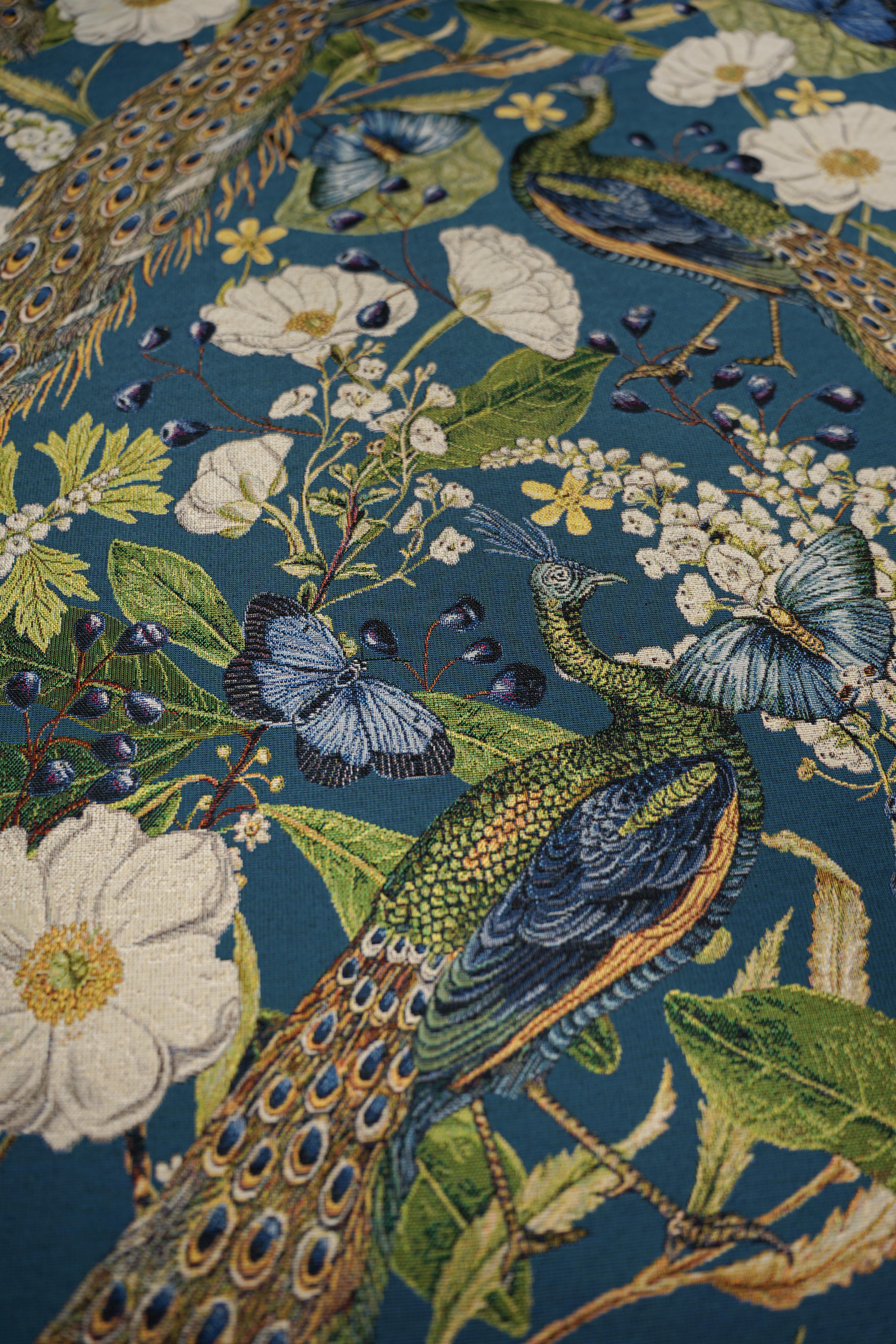Patterned - Furnishings - Tapestry - Cotton - Polyester - Peacock - Petrol - 942 - Image 6