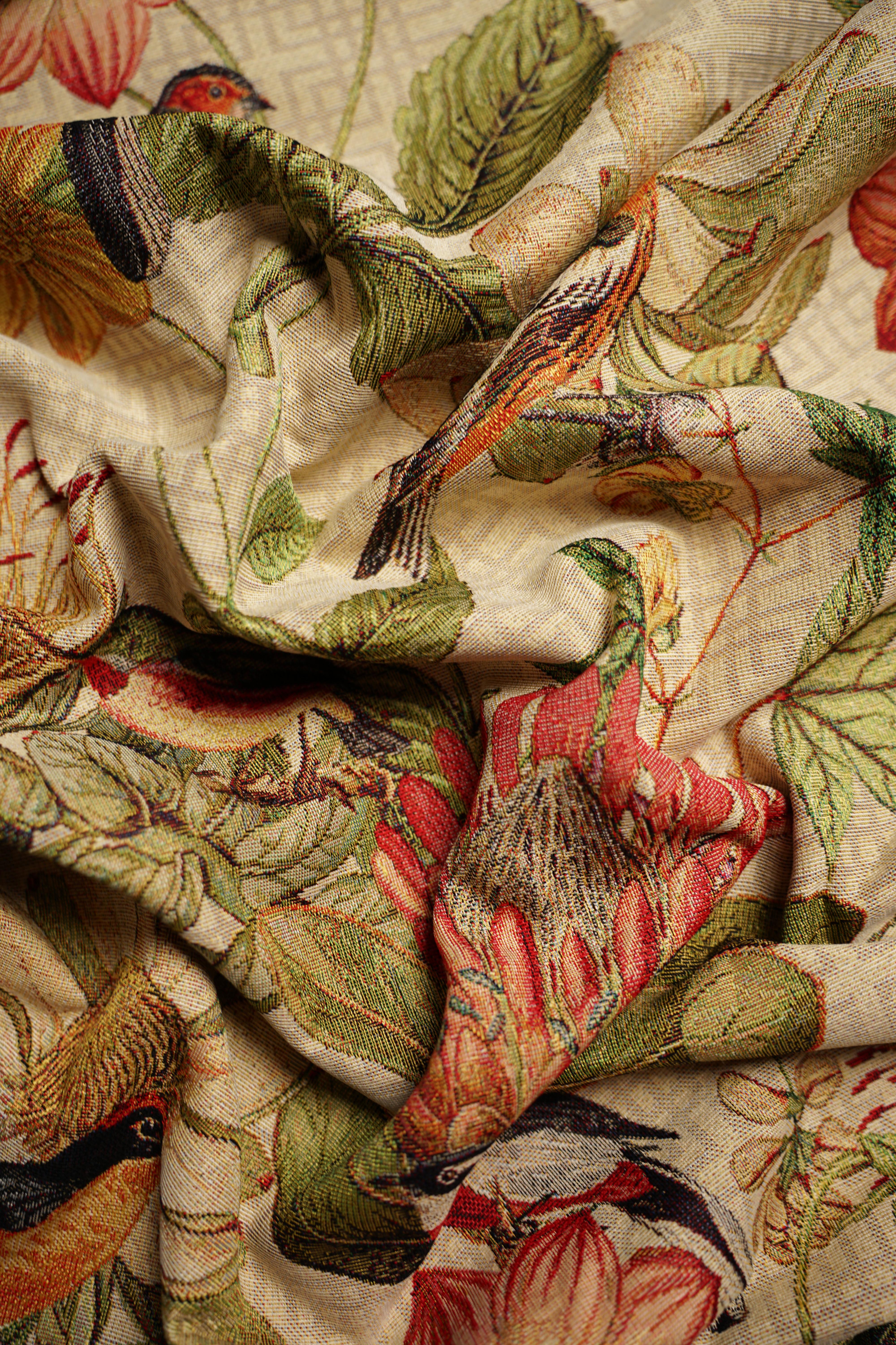 Patterned - Interior - Tapestry - Cotton - Polyester - Botanical birds - Beige - 1581 - Image 2